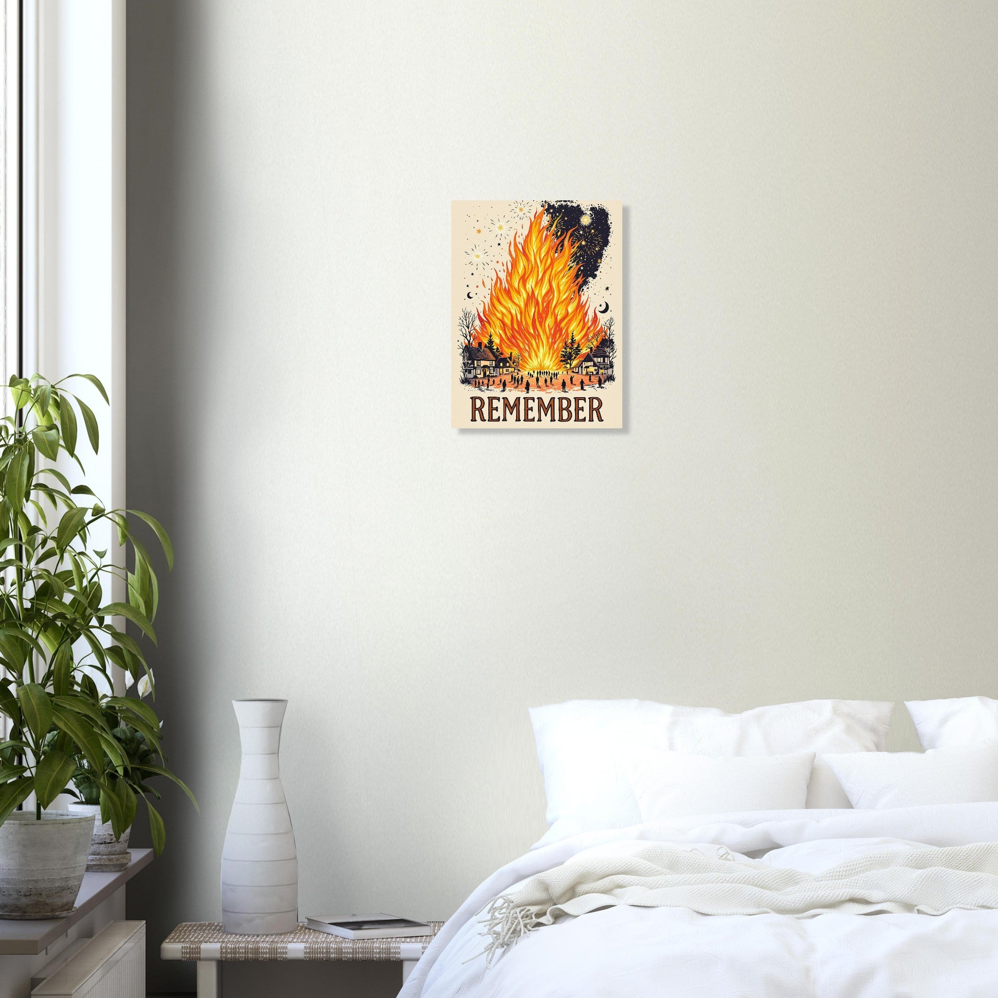 Bonfire Night Village Scene Art Print Art Print — detail view | Wild Thread Co