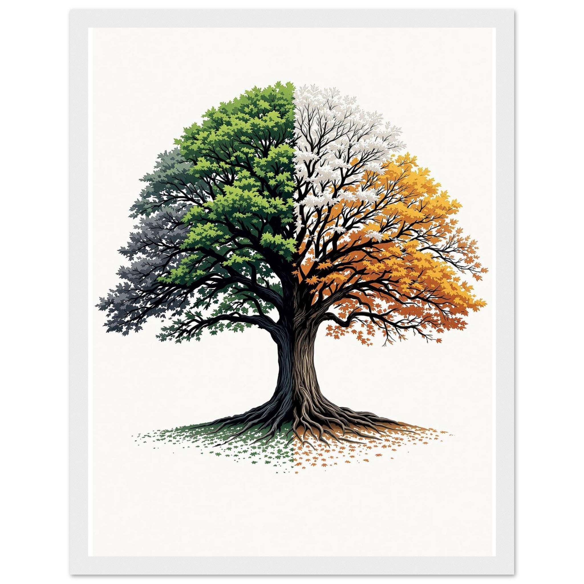 Oak Tree Four Seasons Print Material — detail view | Wild Thread Co