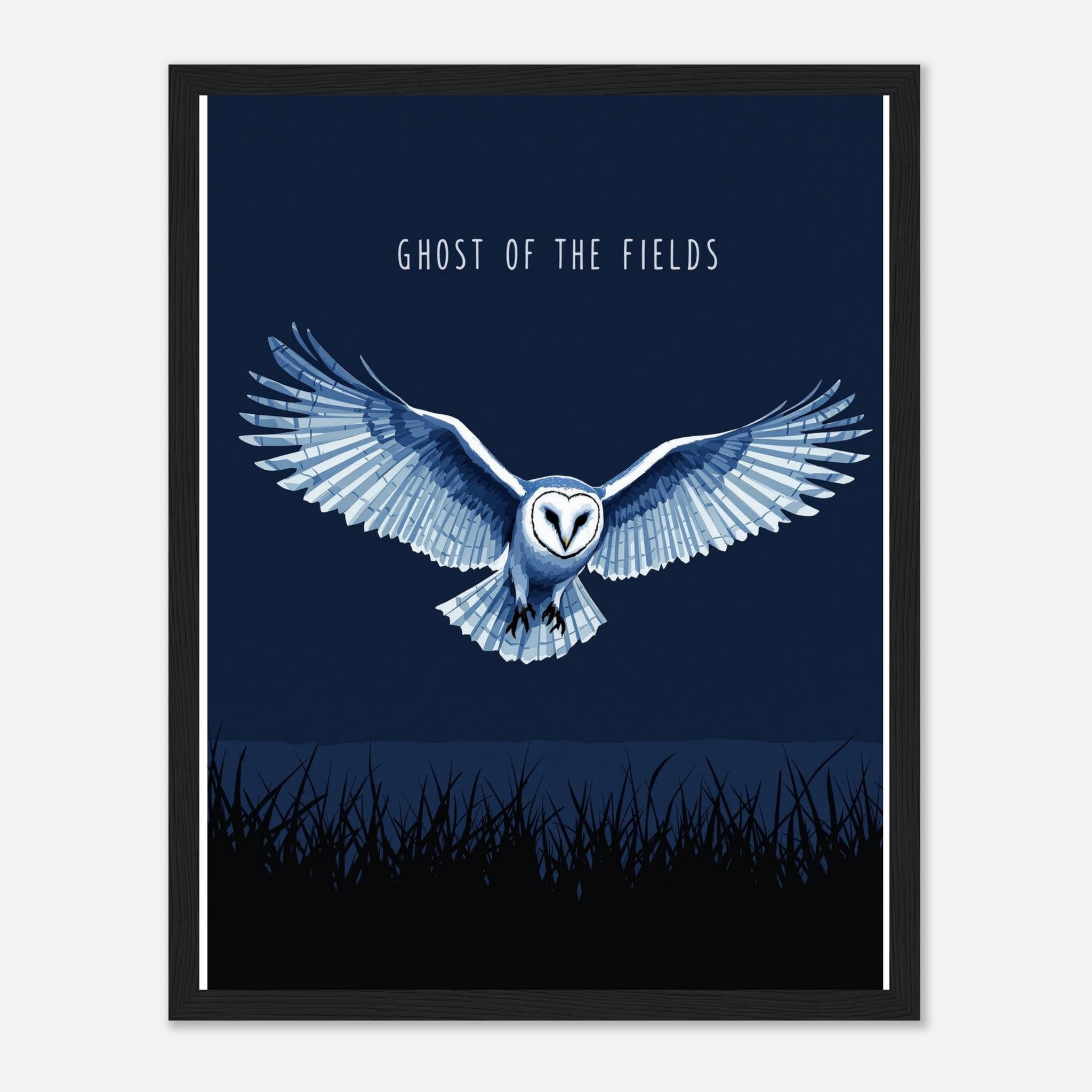 Barn Owl Hunting Framed Art Print — detail view | Wild Thread Co