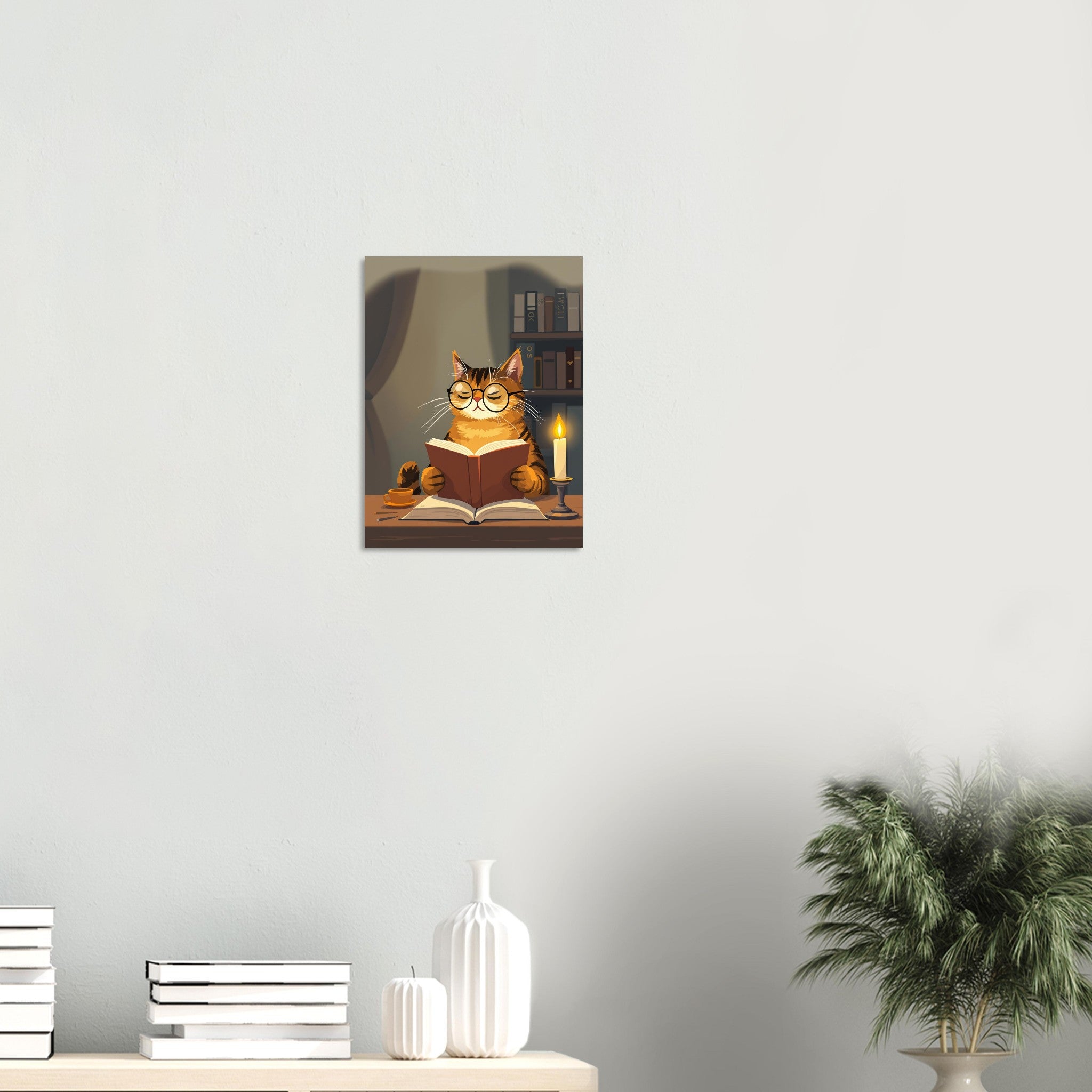 Cat Reading Book Art Print Poster Wall Art UK — Art Print | Wild Thread Co