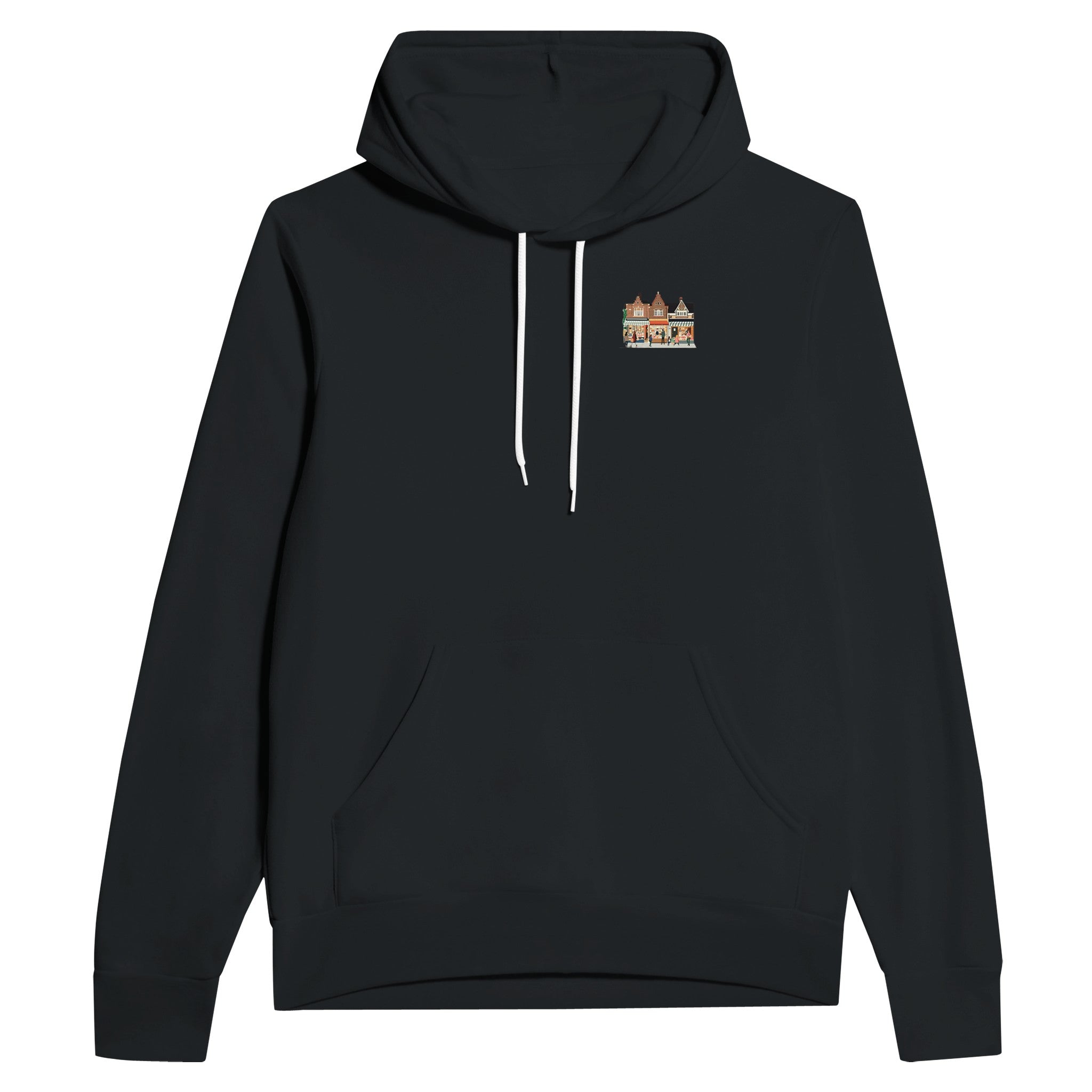 Yorkshire Market Town Saturday Morning Hoodie — detail view | Wild Thread Co