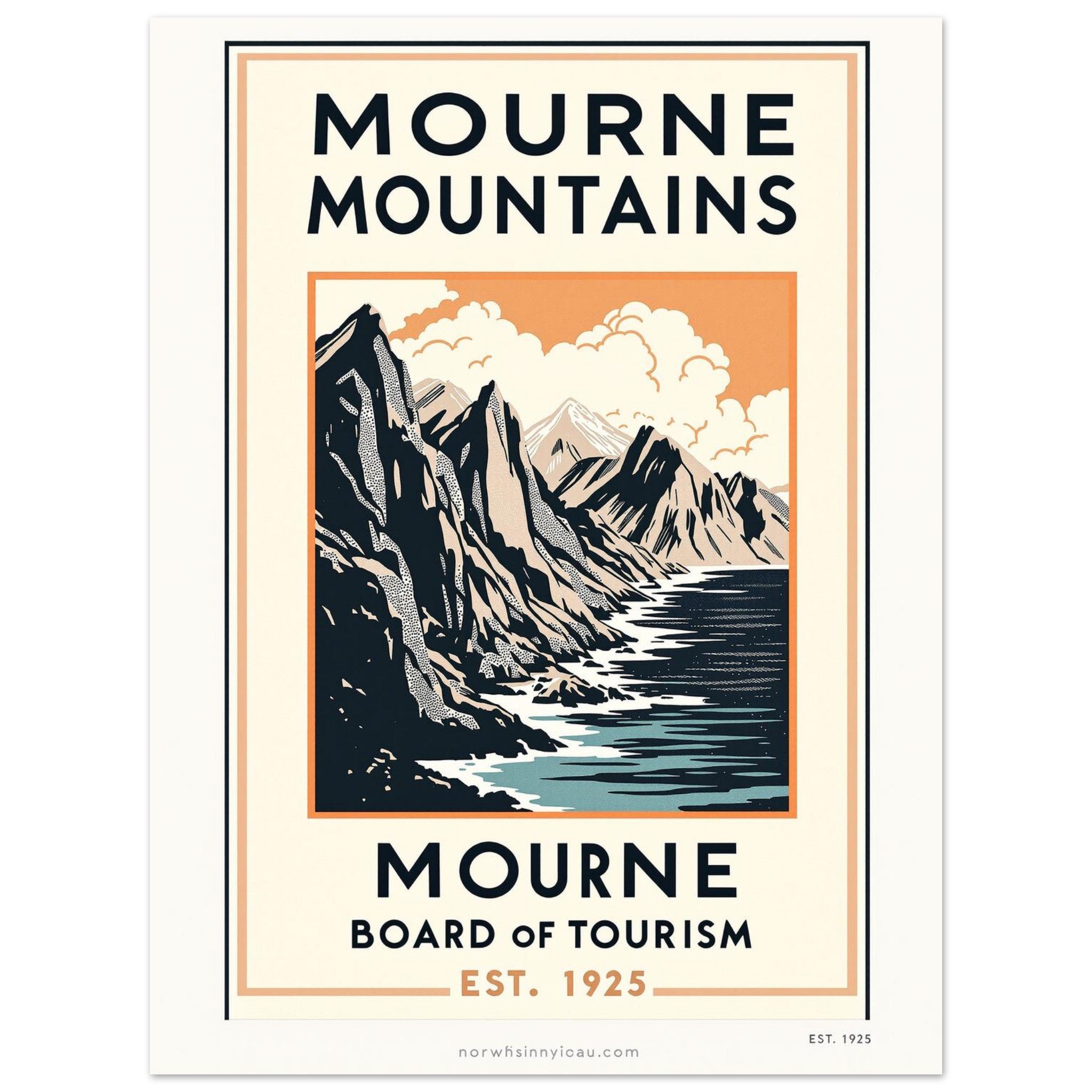Mourne Mountains Vintage Travel Poster Art Print — detail view | Wild Thread Co