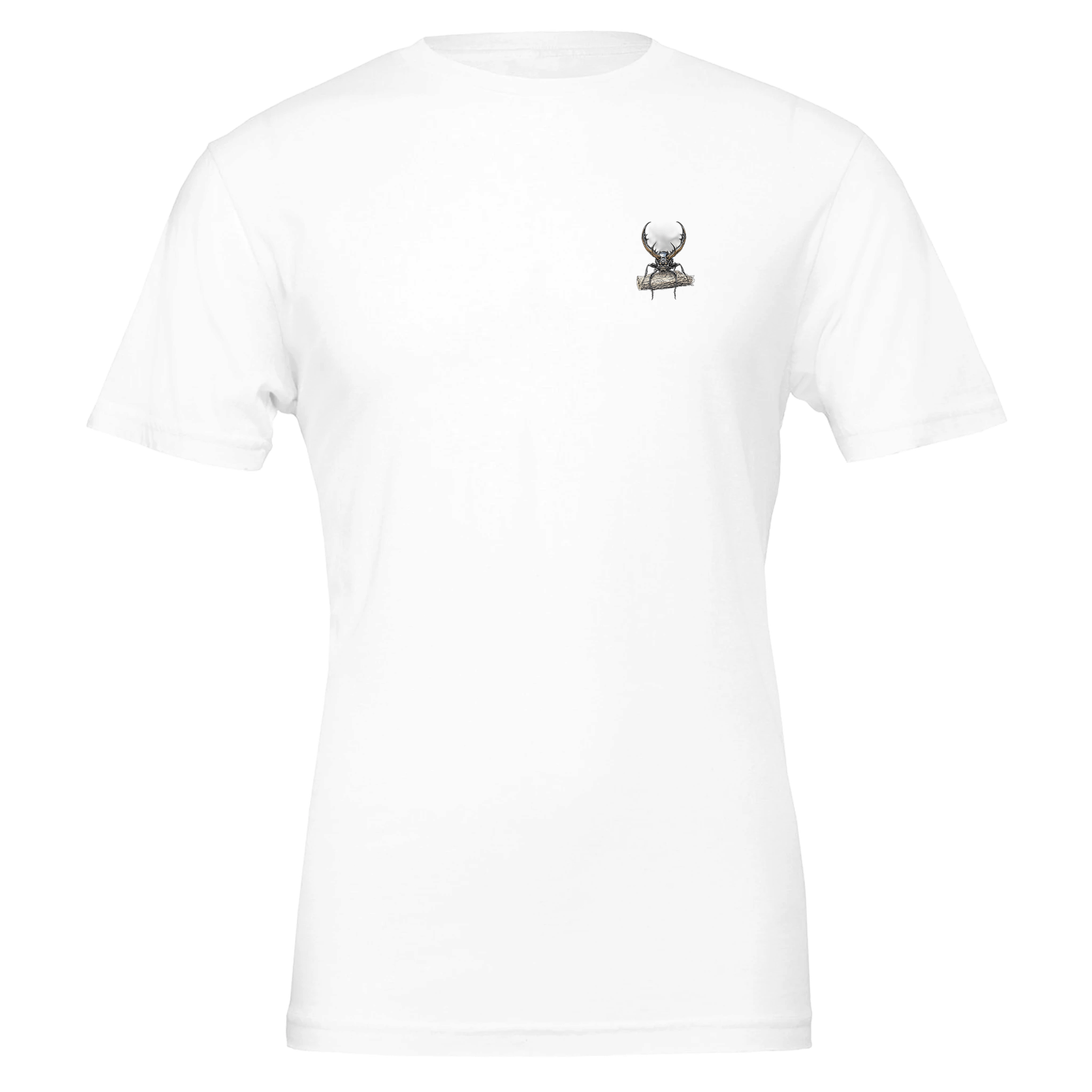 Stag Beetle Oak Log T-Shirt — detail view | Wild Thread Co