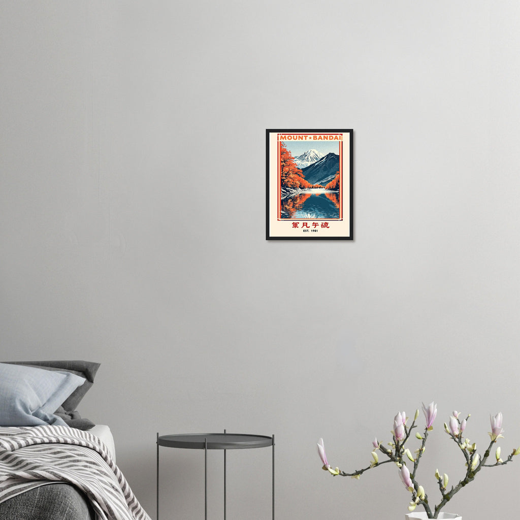 Mount Bandai Vintage Travel Poster Framed Art Print — detail view | Wild Thread Co