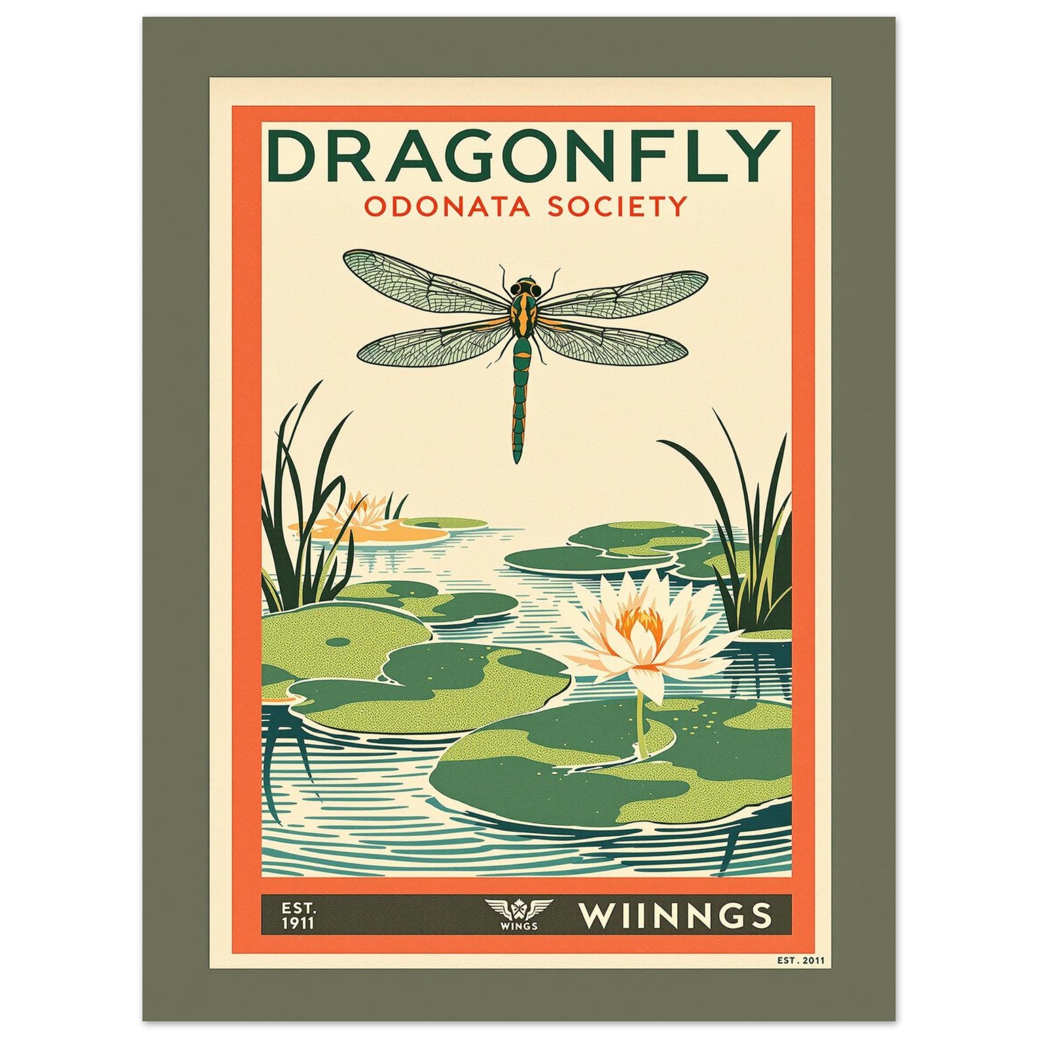 Dragonfly Vintage Travel Poster — Art Print | Wild Thread Co