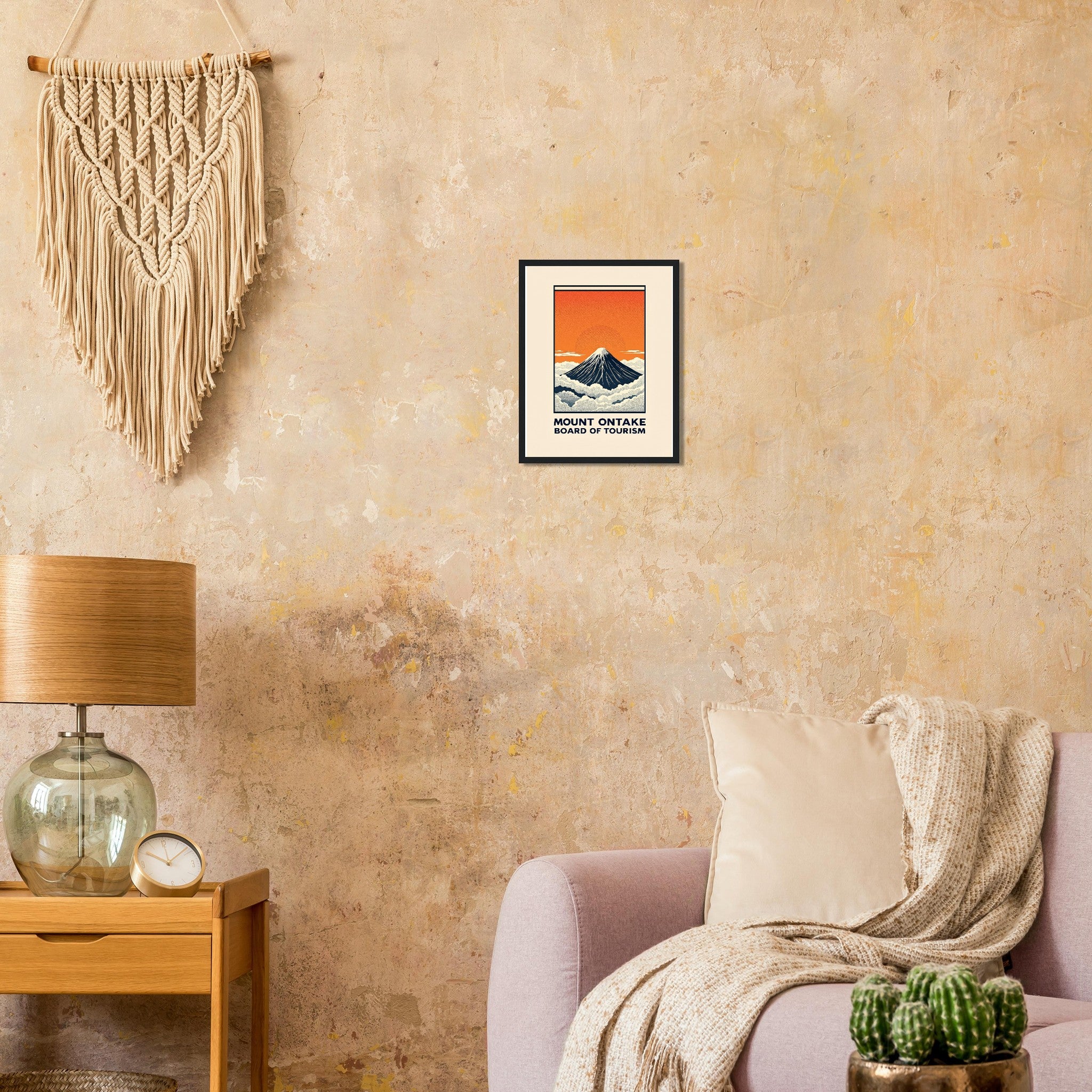Mount Ontake Vintage Travel Poster Framed Art Print — detail view | Wild Thread Co