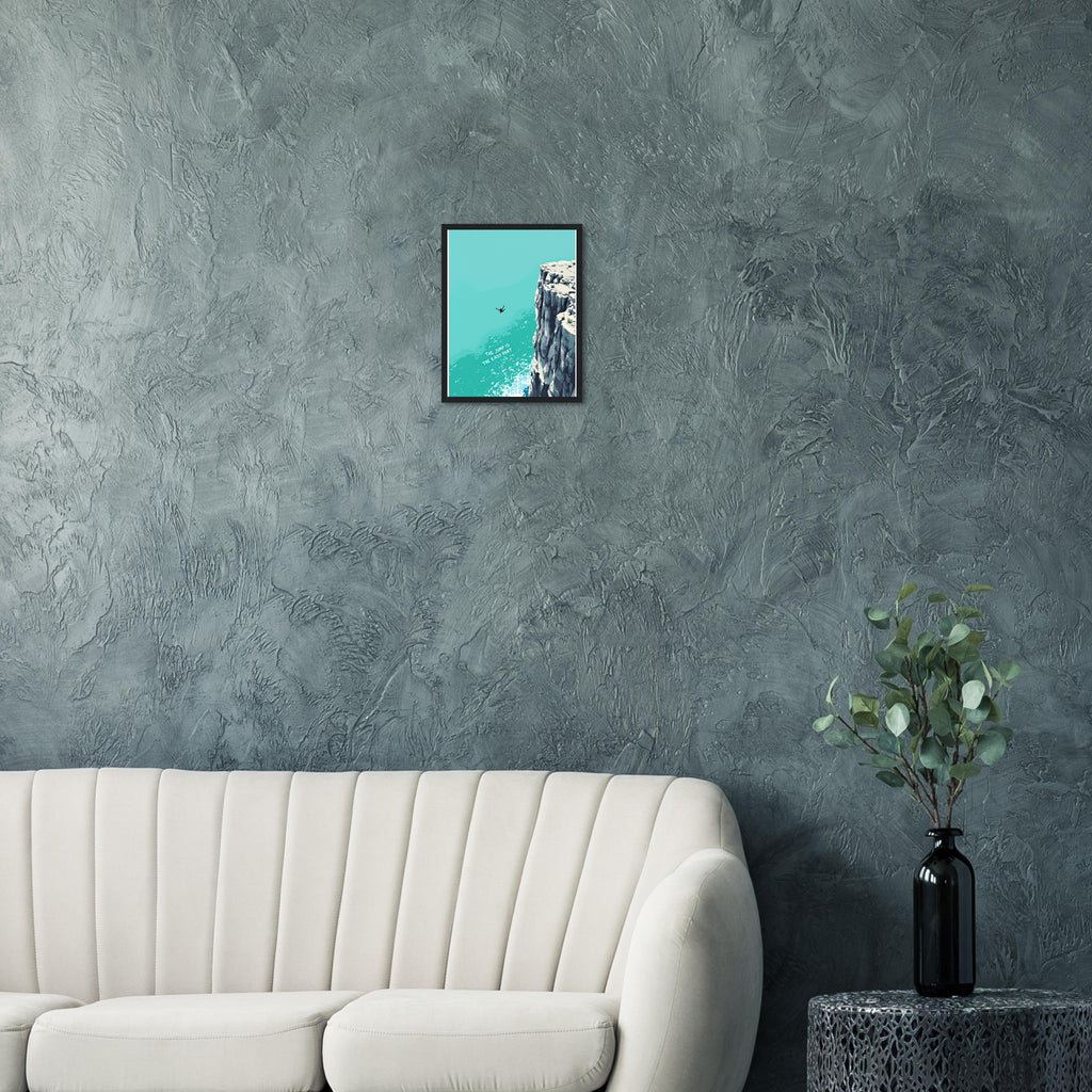 Coasteering Cliff Jump Framed Art Print — detail view | Wild Thread Co