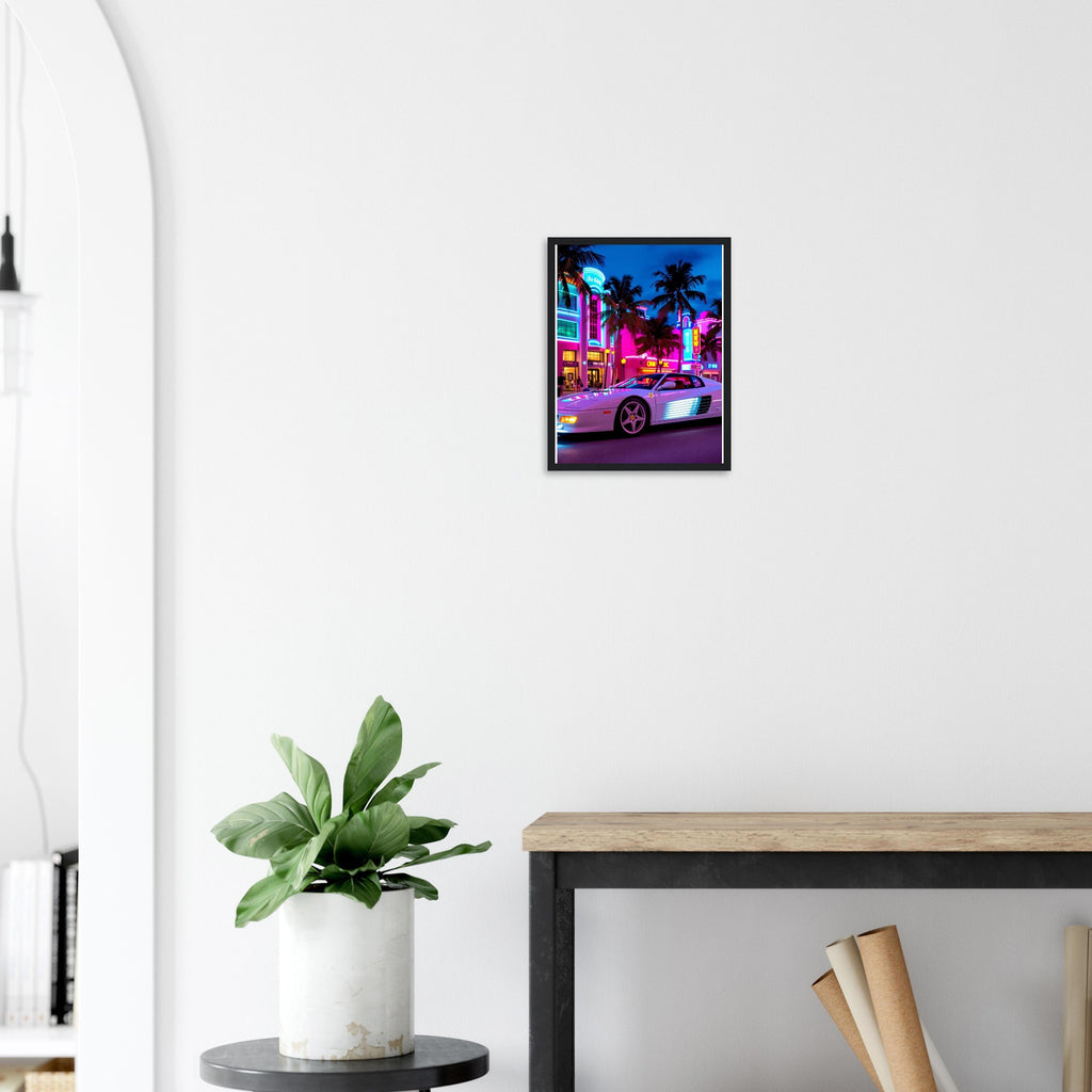 Ferrari Testarossa Miami Framed Art Print — detail view | Wild Thread Co