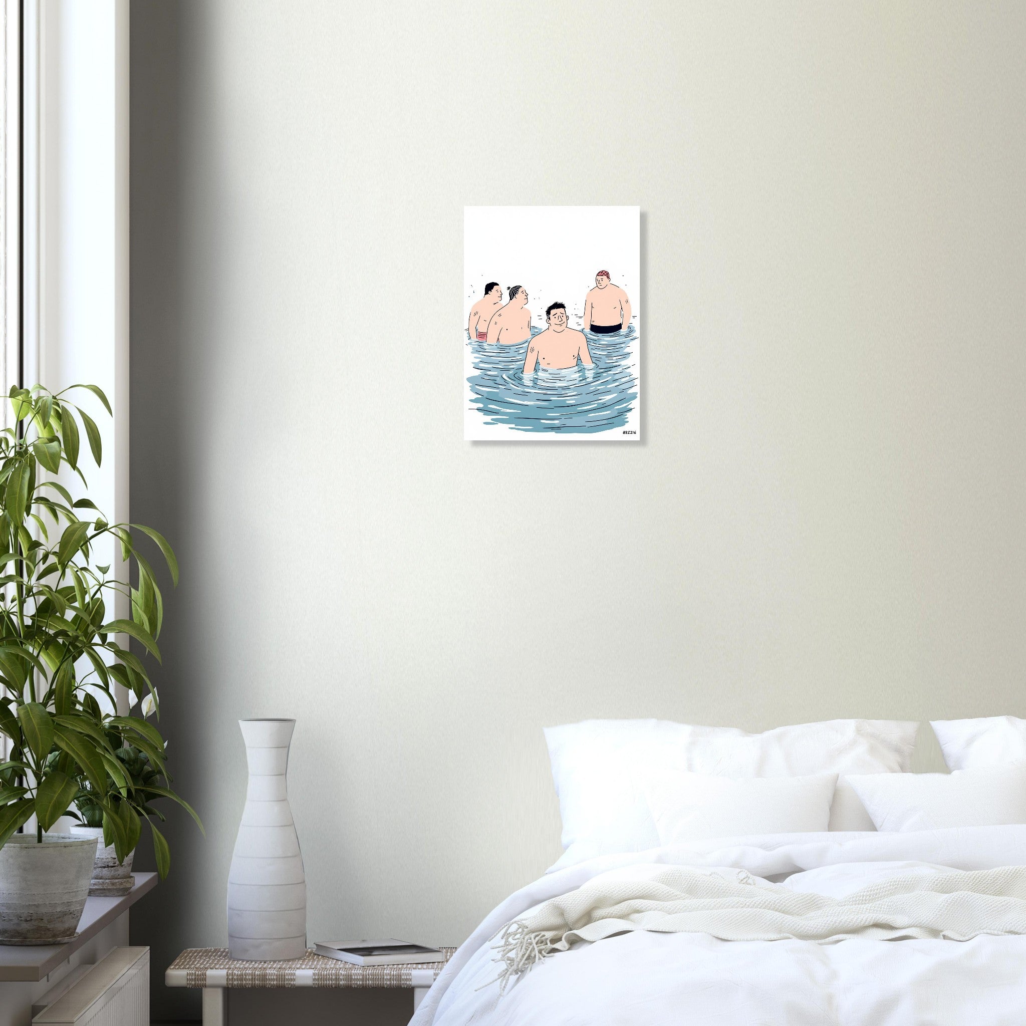 Cold Water Swimming Group , Wild Swimming Gift A1 UK Art Print Poster Wall Art U Art Print — detail view | Wild Thread Co