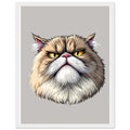 Grumpy Cat Face Art Framed Print Wall Art Ready to Hang UK Framed Art Print — detail view | Wild Thread Co