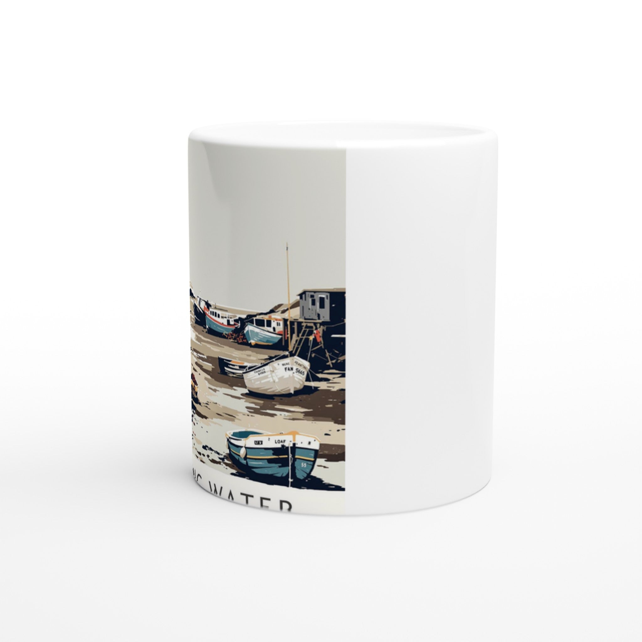 Fishing Harbour Low Tide Mug — detail view | Wild Thread Co