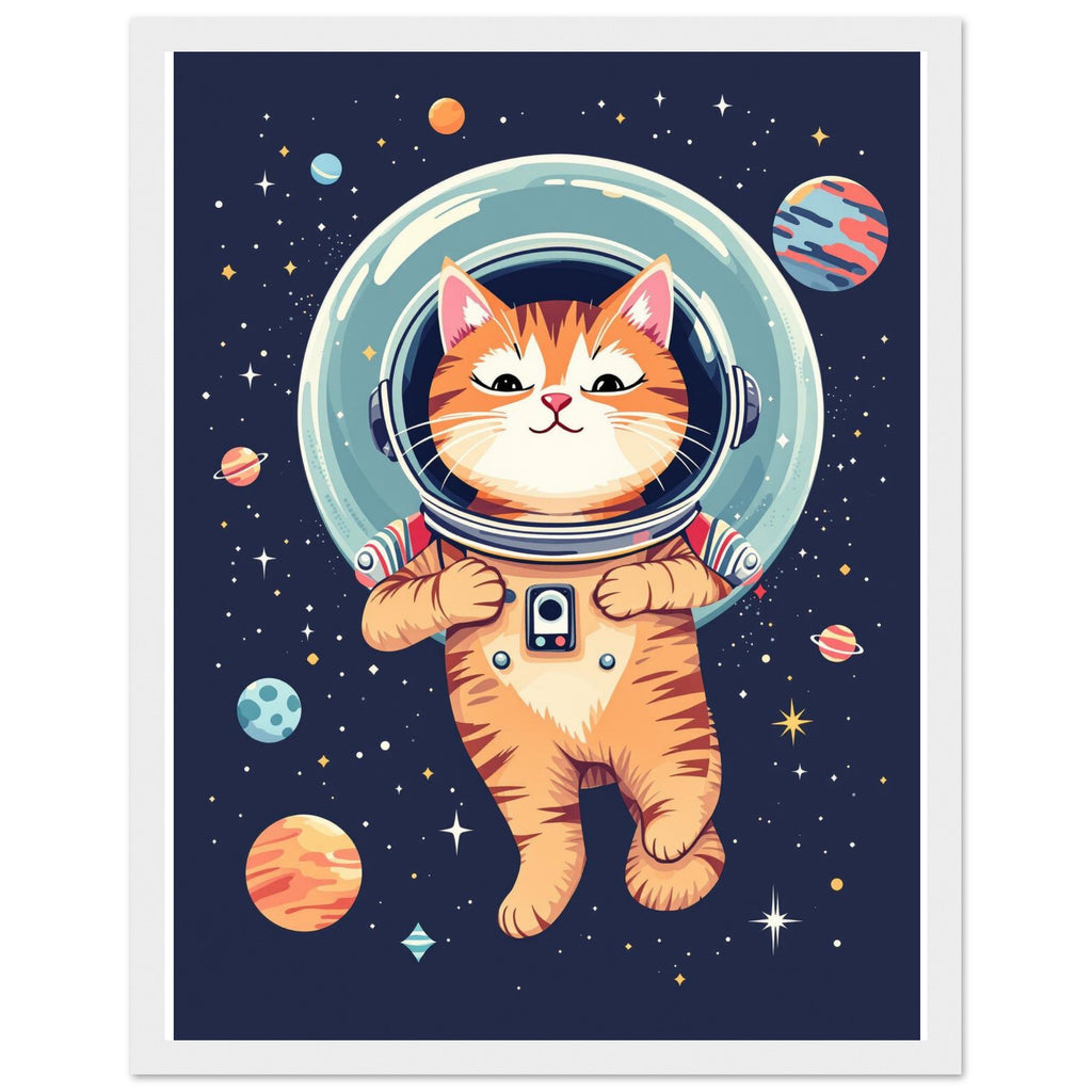 Cat Astronaut Framed Print Wall Art Ready to Hang UK — Framed Art Print | Wild Thread Co