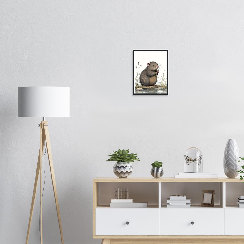 Water Vole Ratty Riverbank Art Framed Print Wall Art Ready to Hang UK UK Gift Framed Art Print — detail view | Wild Thread Co