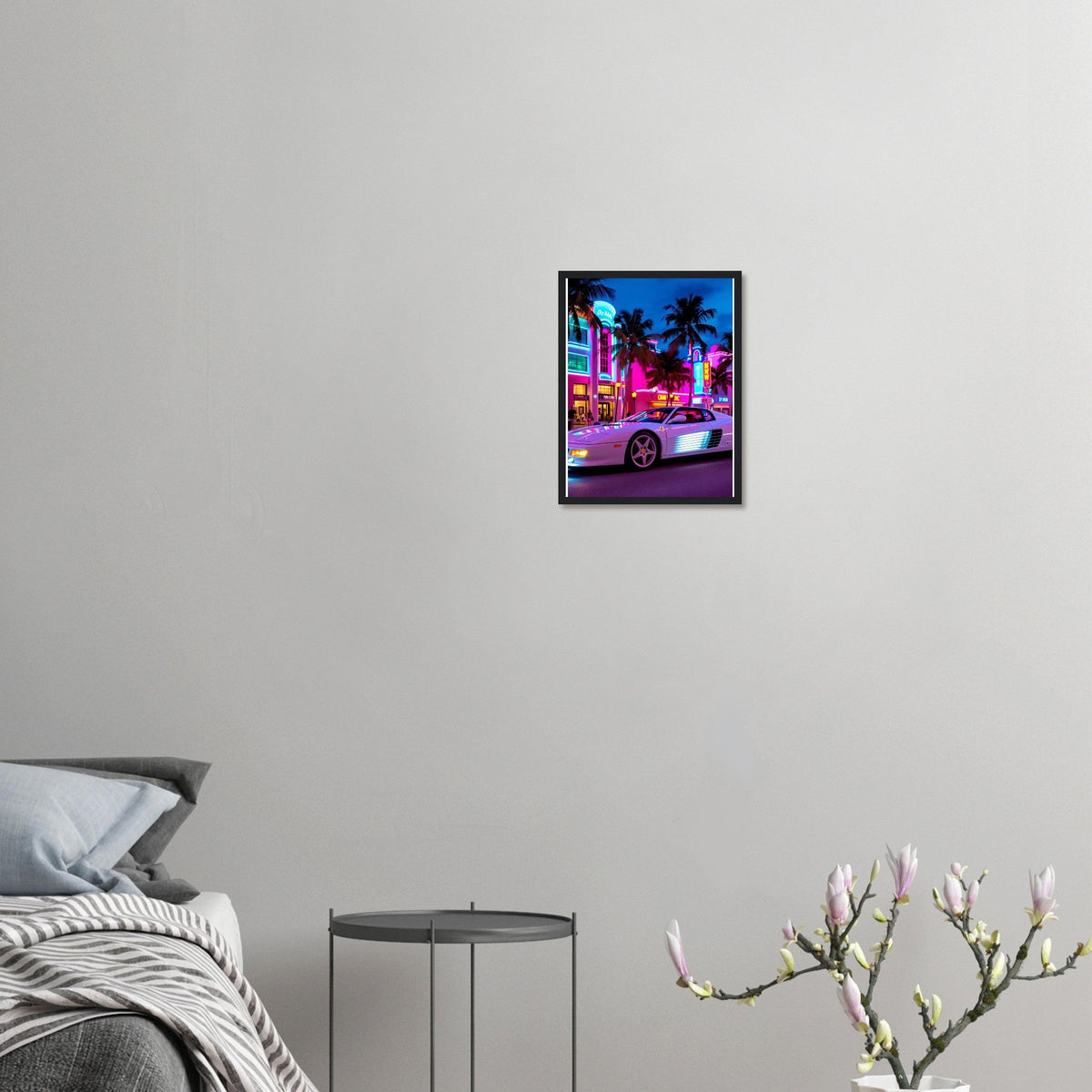 Ferrari Testarossa Miami Framed Print | Car Wall Art UK - Wild Thread Co