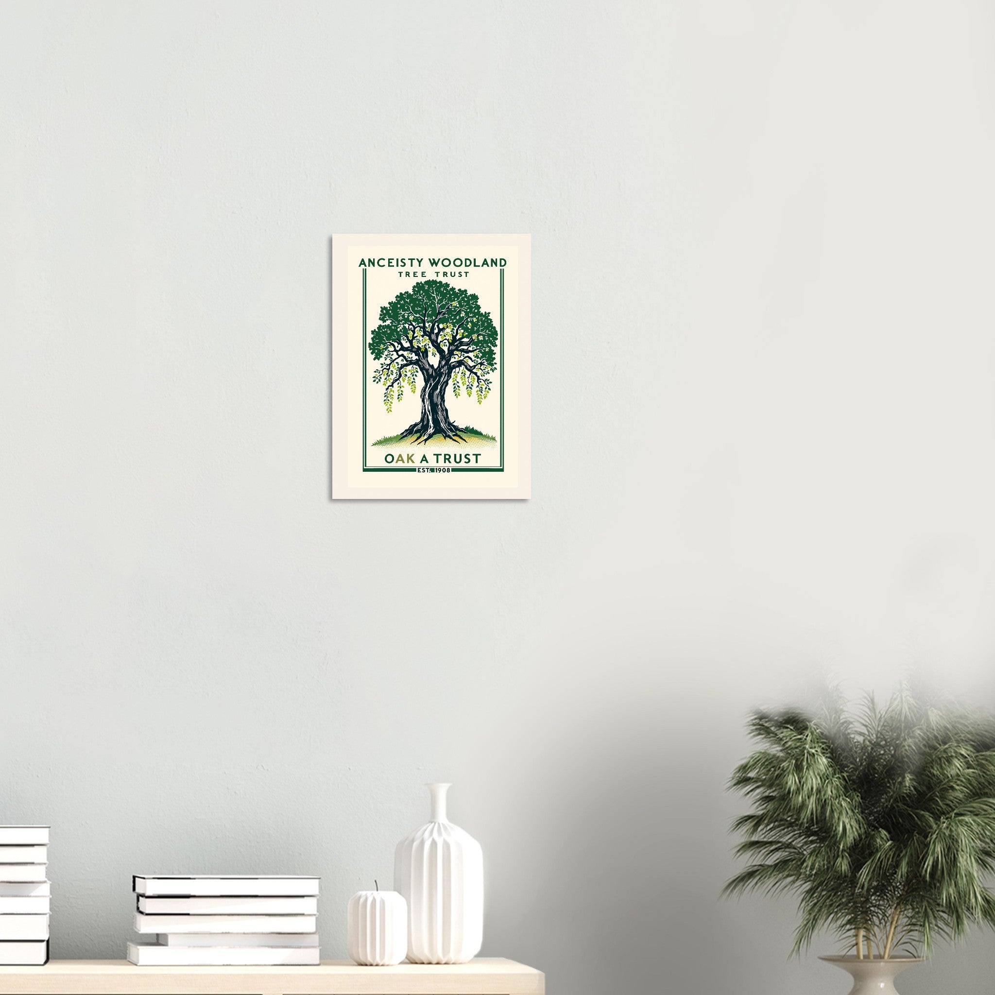 Ancient Woodland Vintage Travel Poster Art Print — detail view | Wild Thread Co