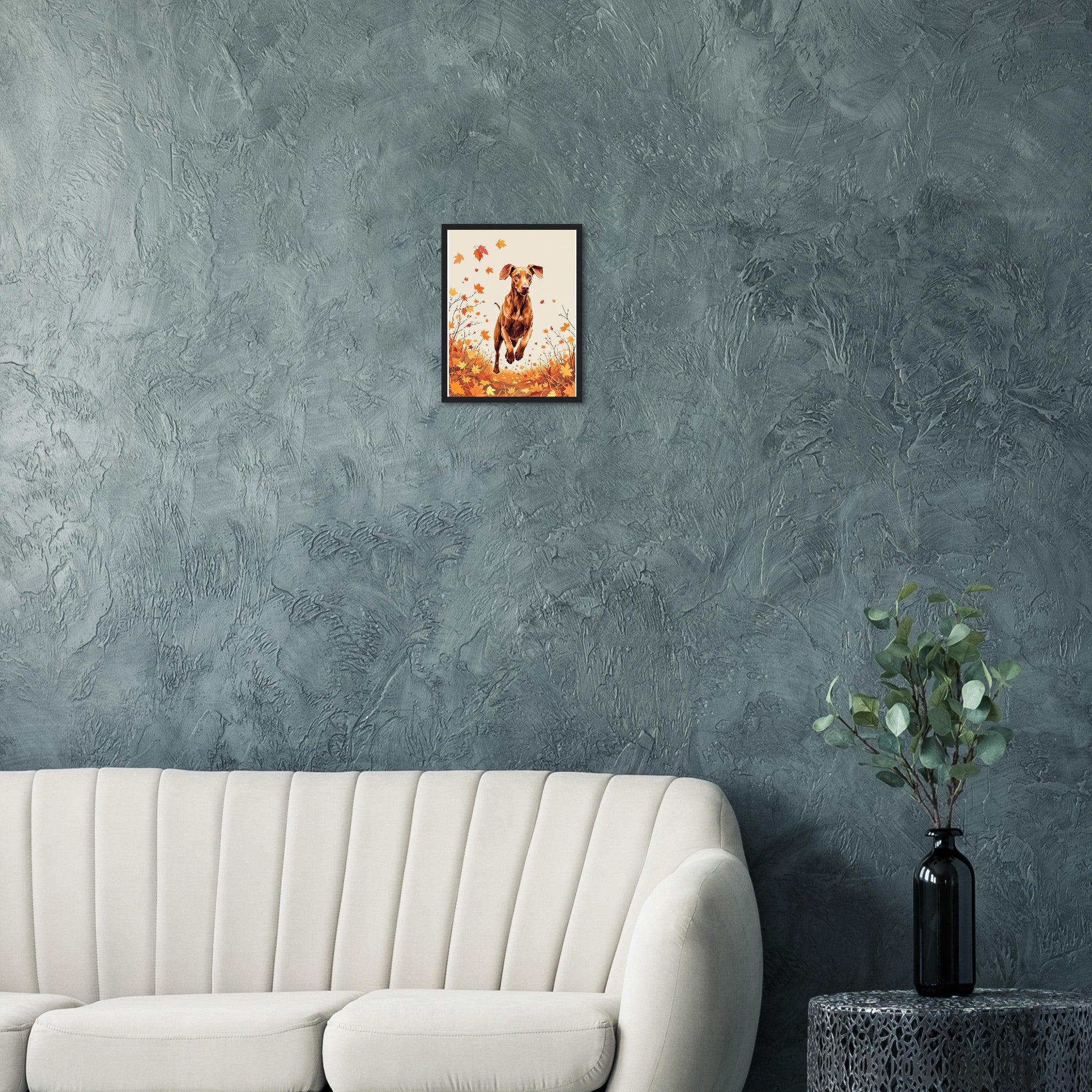 Vizsla Autumn Framed Art Print — detail view | Wild Thread Co