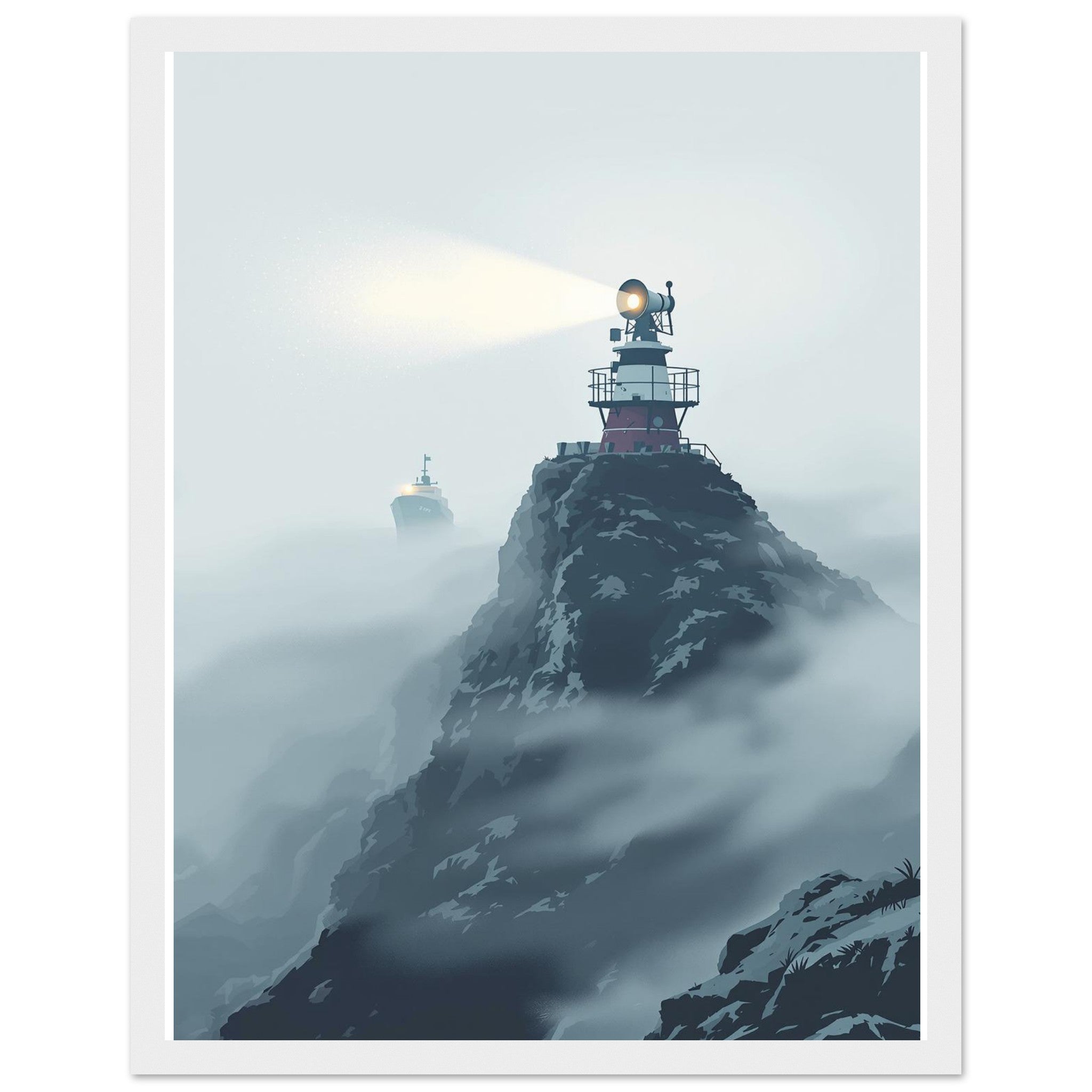 Coastal Fog Horn Headland Ship Framed Print — Framed Art Print | Wild Thread Co