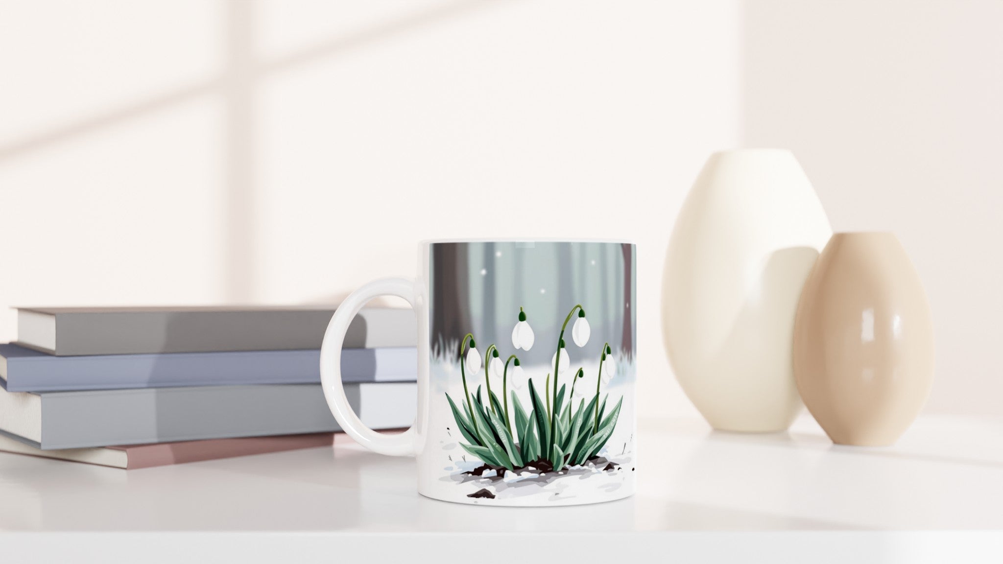 Snowdrop February First Flowers Mug — detail view | Wild Thread Co
