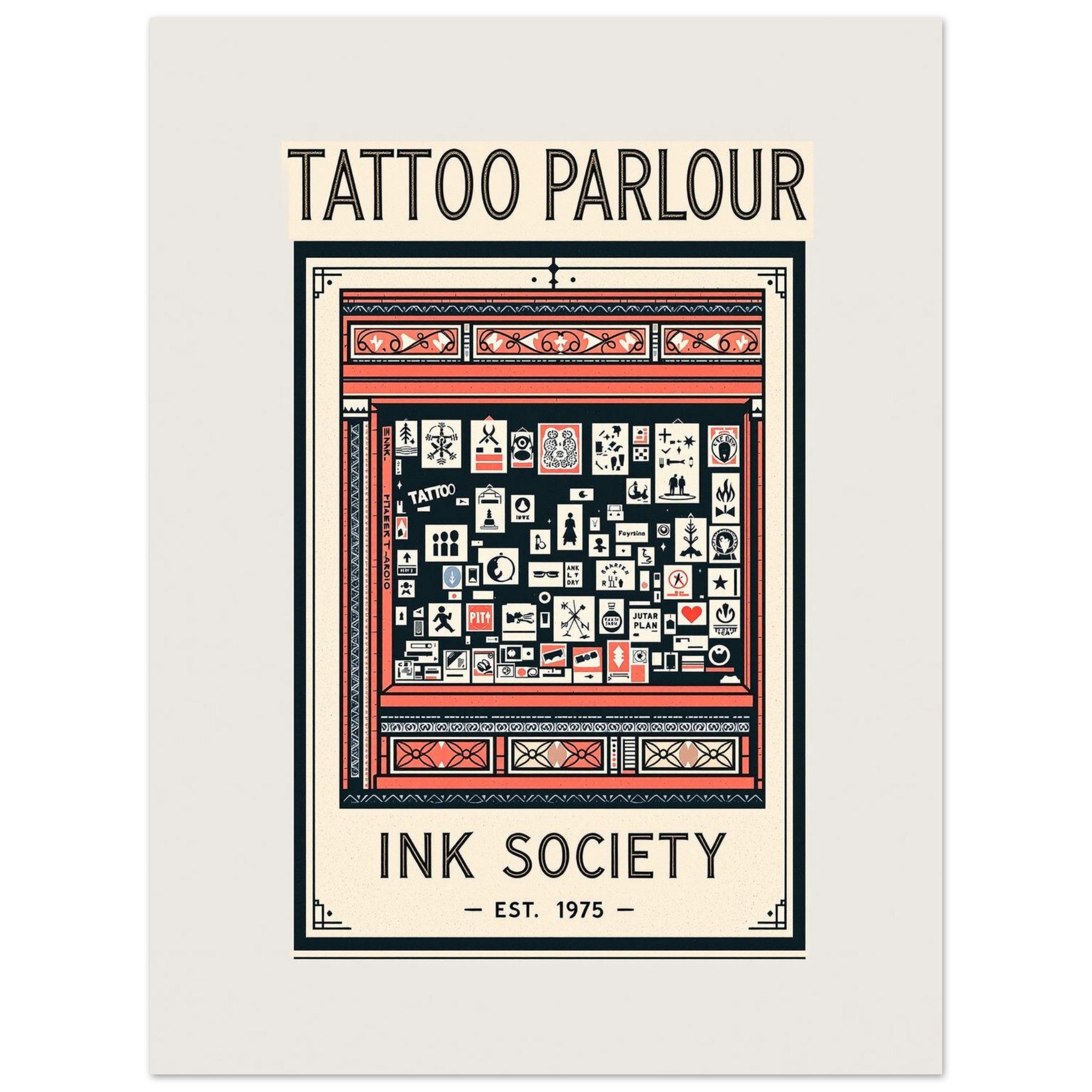 Tattoo Parlour Vintage Travel Poster Art Print — detail view | Wild Thread Co