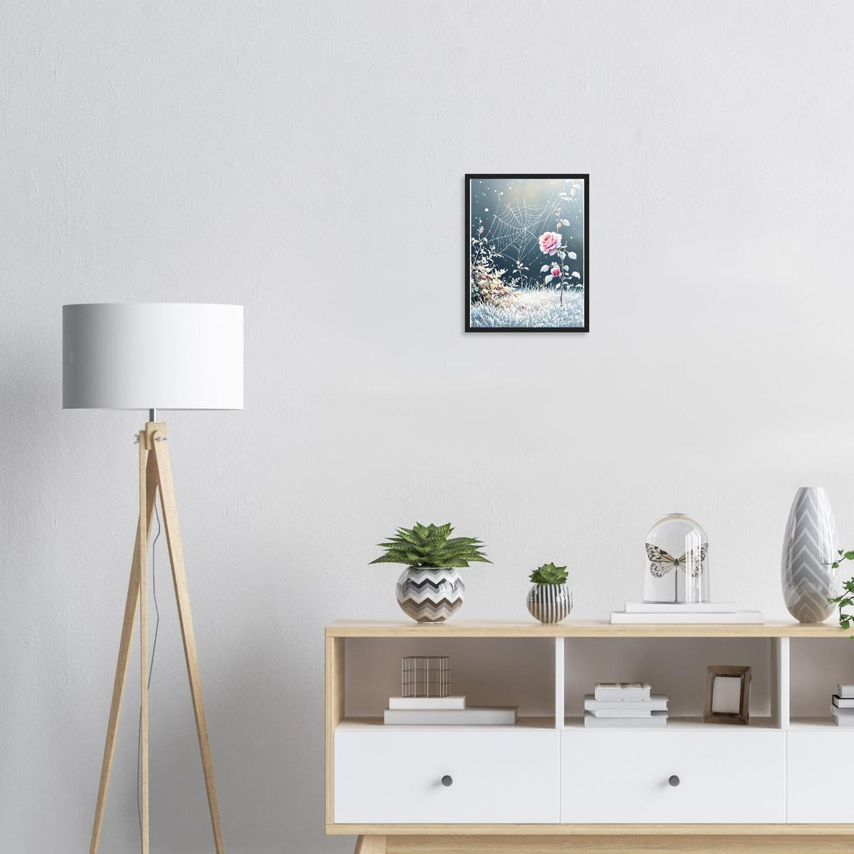 First Frost Garden Morning Rose Framed Print Wall Art Ready to Hang - Wild Thread Co