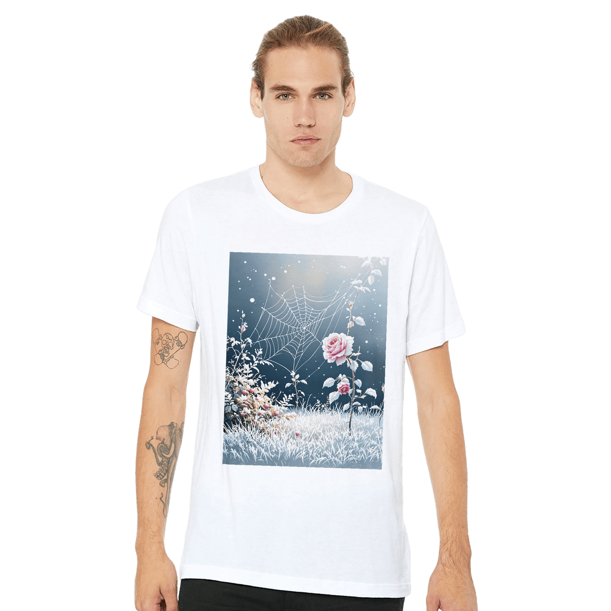 First Frost Garden T-Shirt | Autumn Rose Tee | Navy Unisex - Wild Thread Co