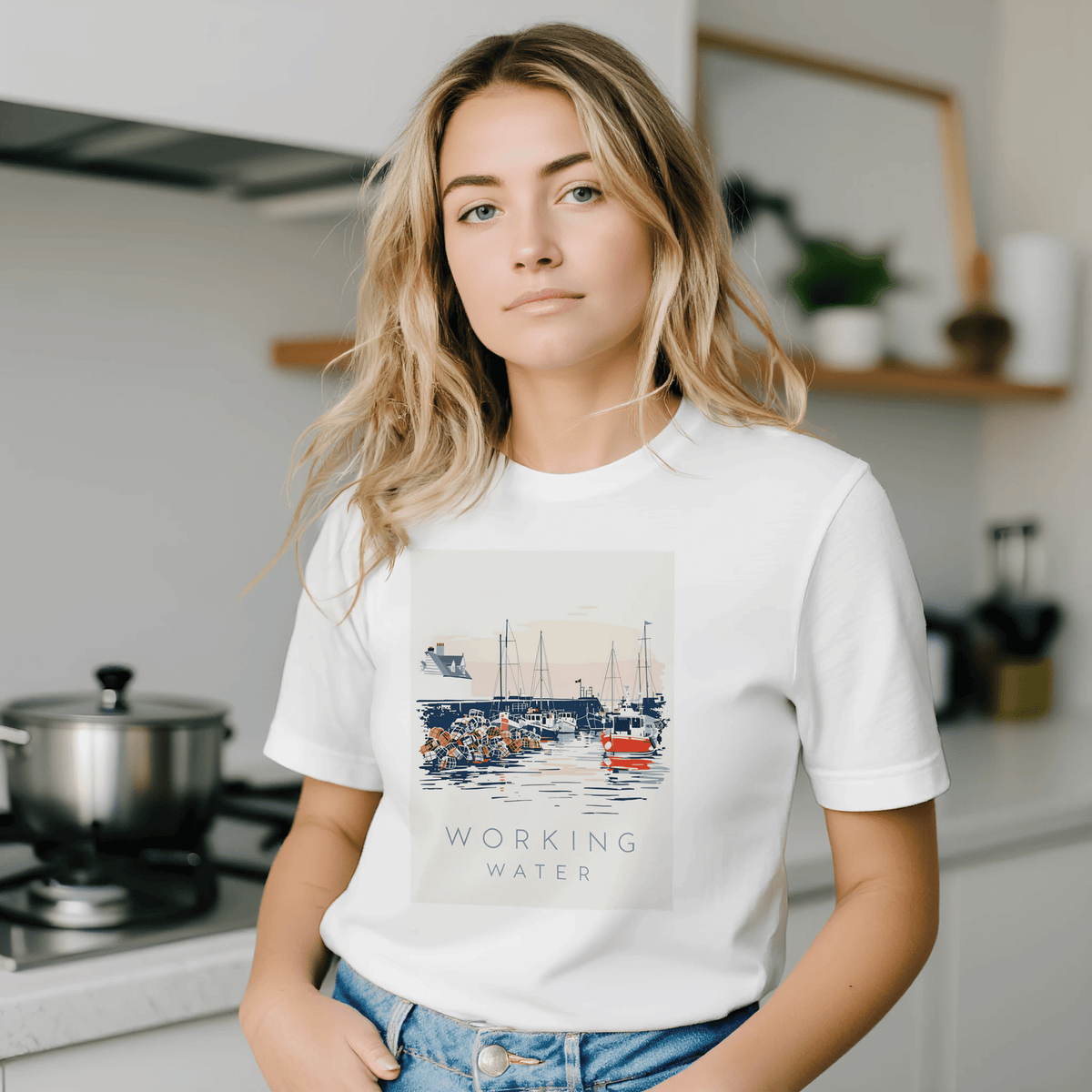 Fishing Village Harbour T-Shirt | Coastal Heritage Tee | UK - Wild Thread Co