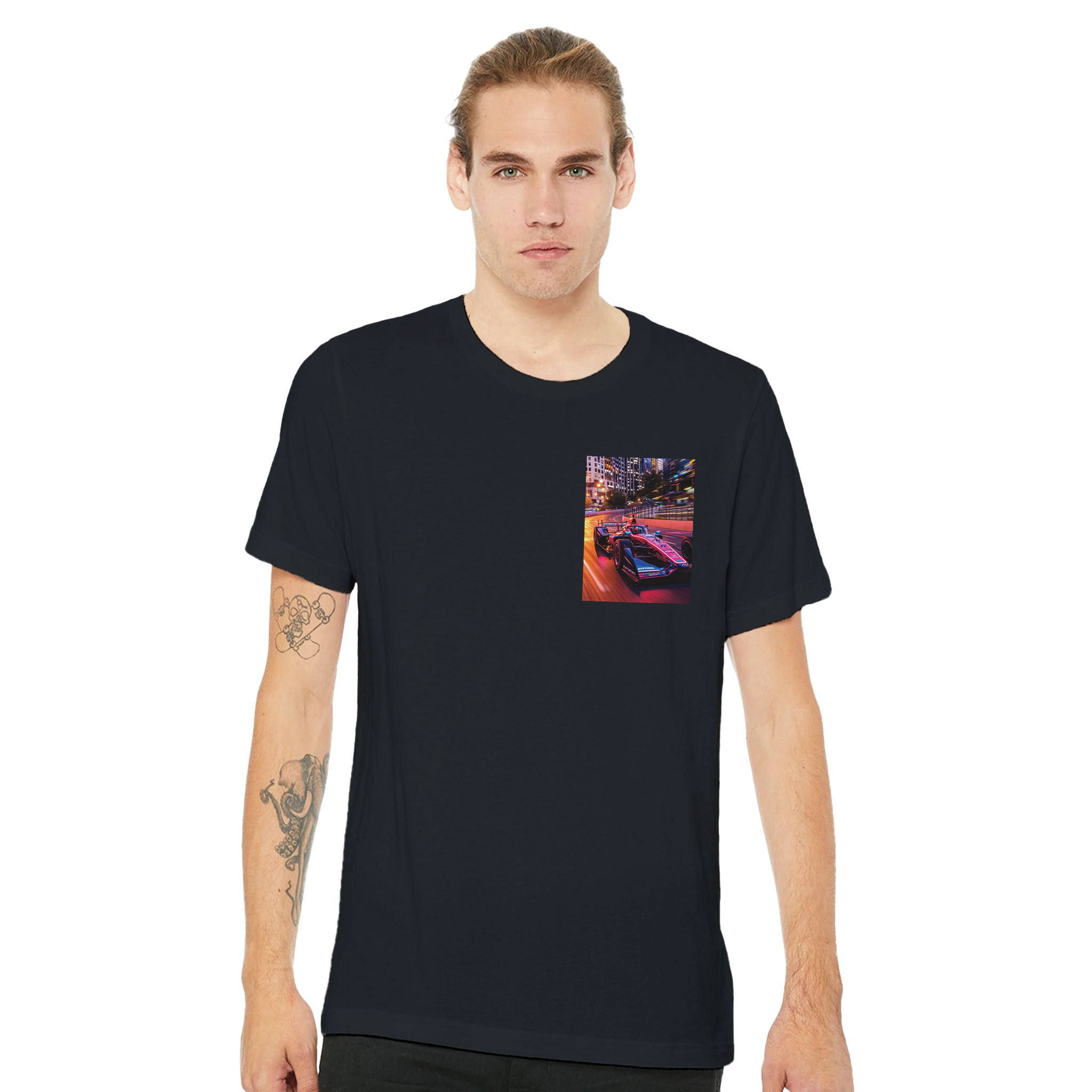 Formula E City Racing T-Shirt — detail view | Wild Thread Co