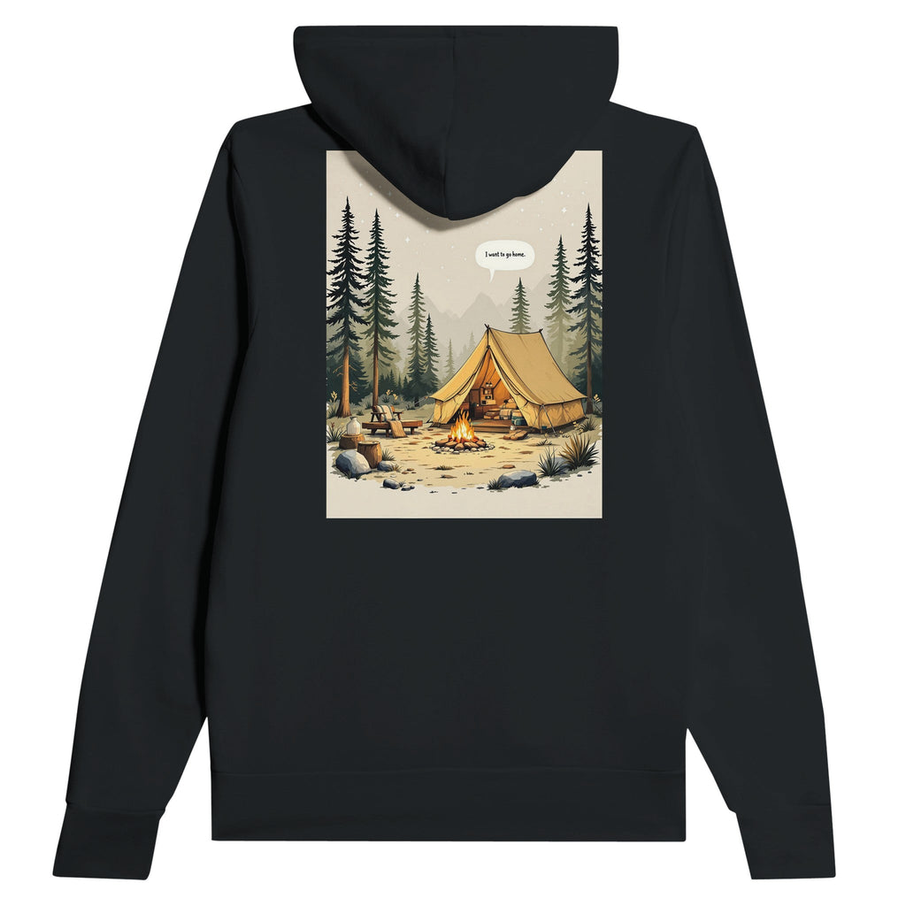Funny Camping Hoodie 'I Want to Go Home' British Humour Gift - Wild Thread Co