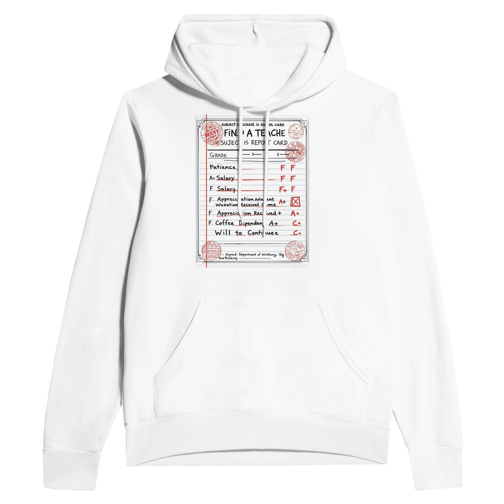 Funny Teacher Report Card Hoodie | Teacher Gift UK - Wild Thread Co