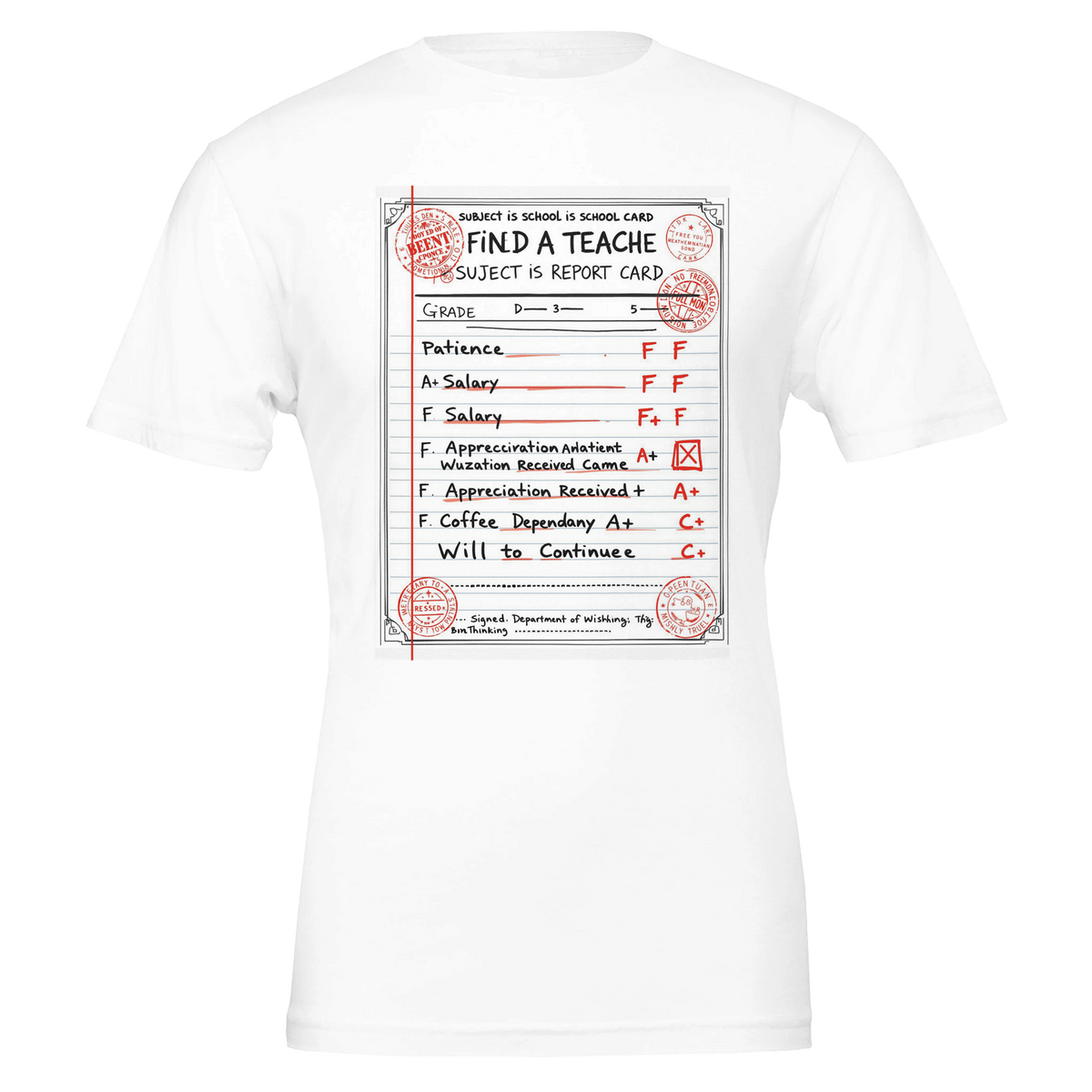 Funny Teacher Report Card T-Shirt | Teacher Gift UK - Wild Thread Co