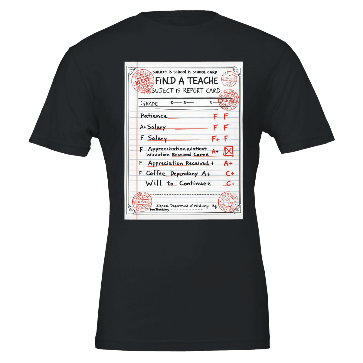 Funny Teacher Report Card T-Shirt | Teacher Gift UK - Wild Thread Co