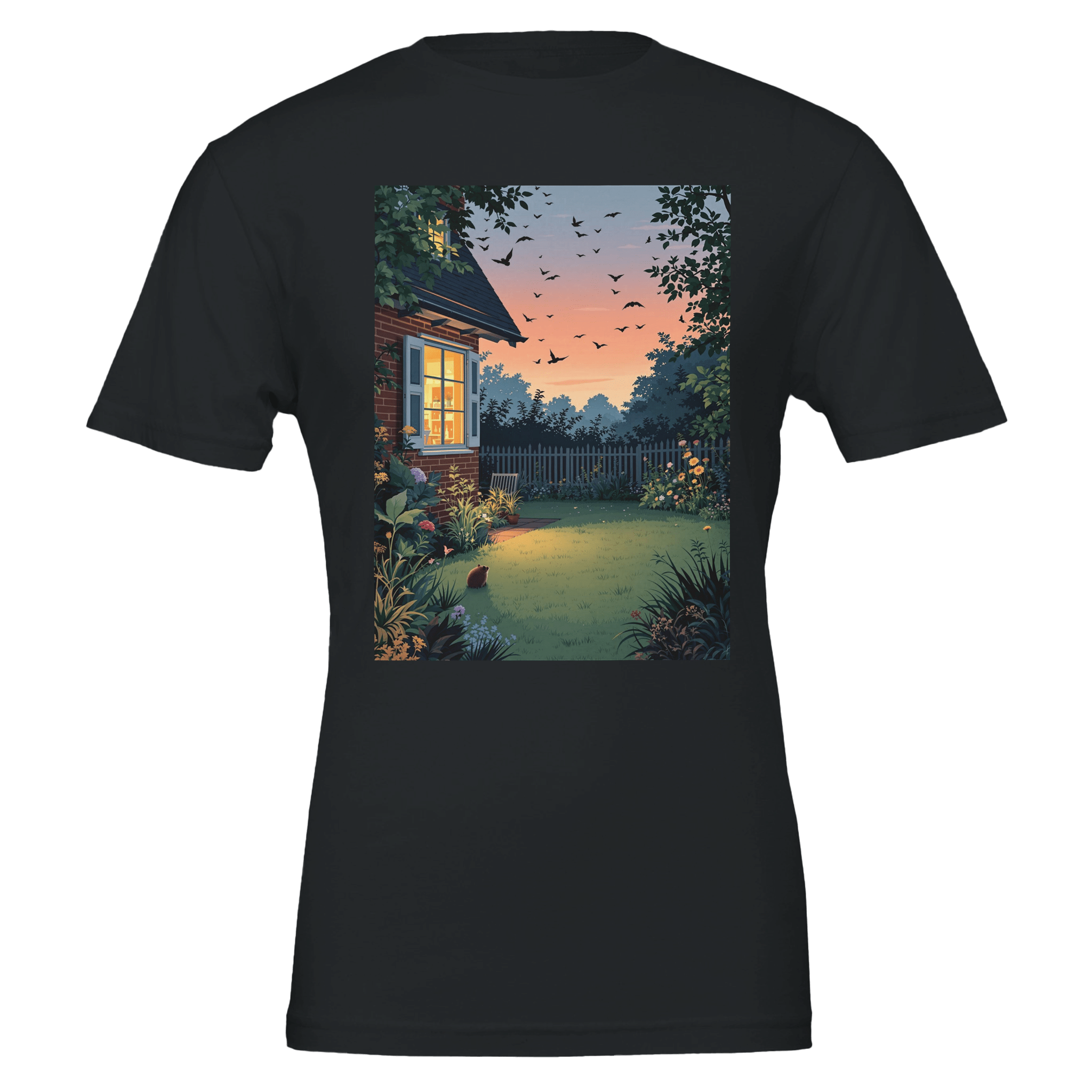 Garden at Dusk T-Shirt | British Wildlife Shirt | Unisex Tee - Wild Thread Co