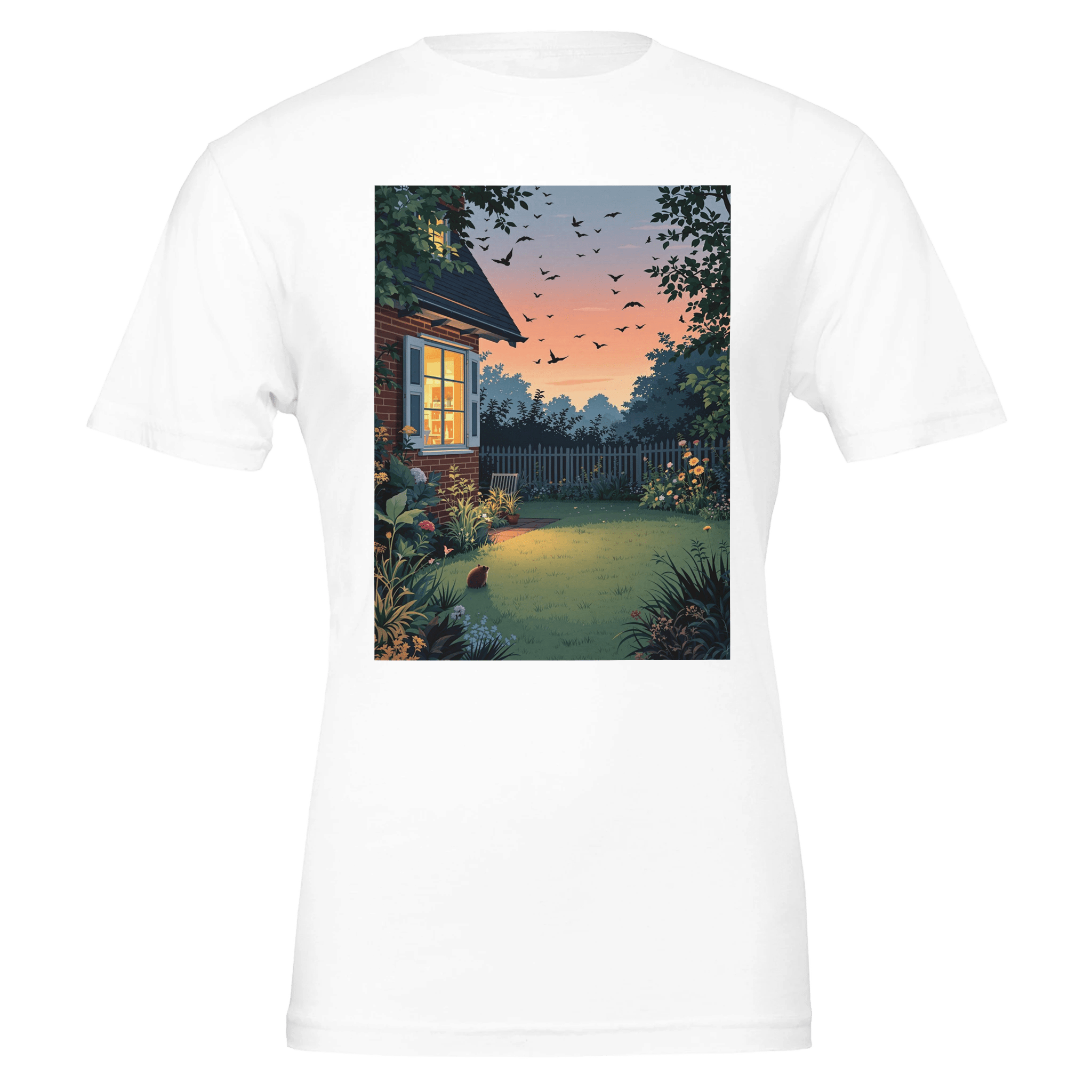Garden at Dusk T-Shirt | British Wildlife Shirt | Unisex Tee - Wild Thread Co