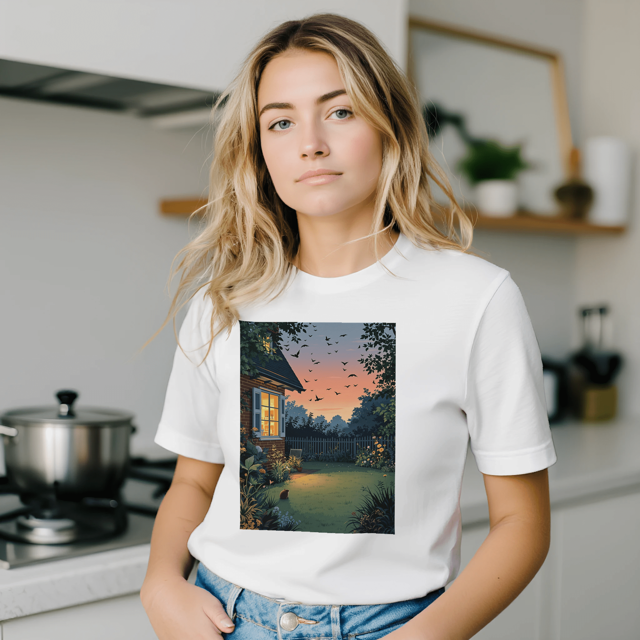 Garden at Dusk T-Shirt | British Wildlife Shirt | Unisex Tee - Wild Thread Co