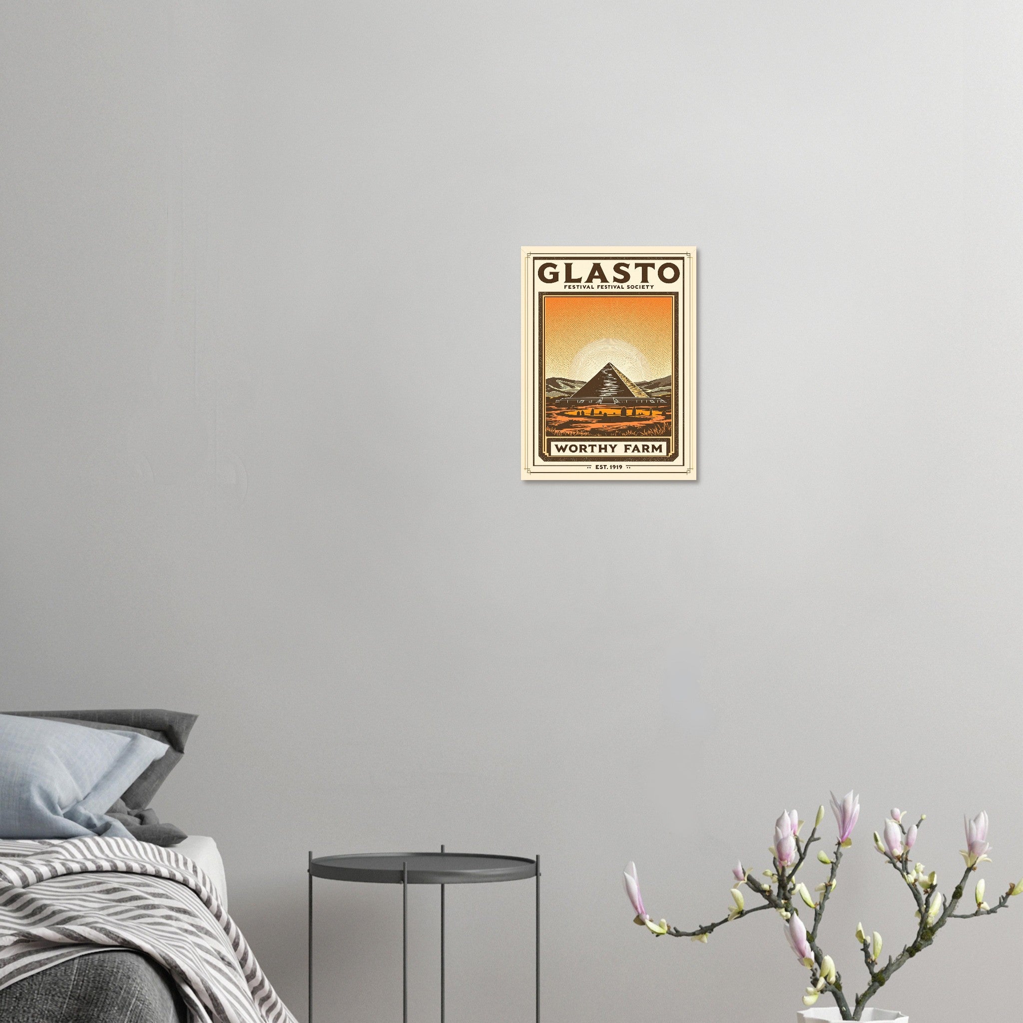 Glasto Vintage Travel Art Wall Art UK Art Print Art Print — detail view | Wild Thread Co