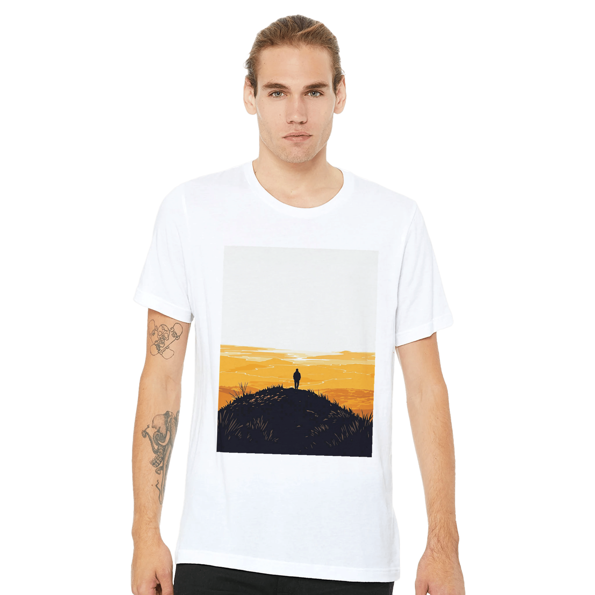 Golden Hour Hilltop Walker T-Shirt | Sunset Walk Tee UK - Wild Thread Co