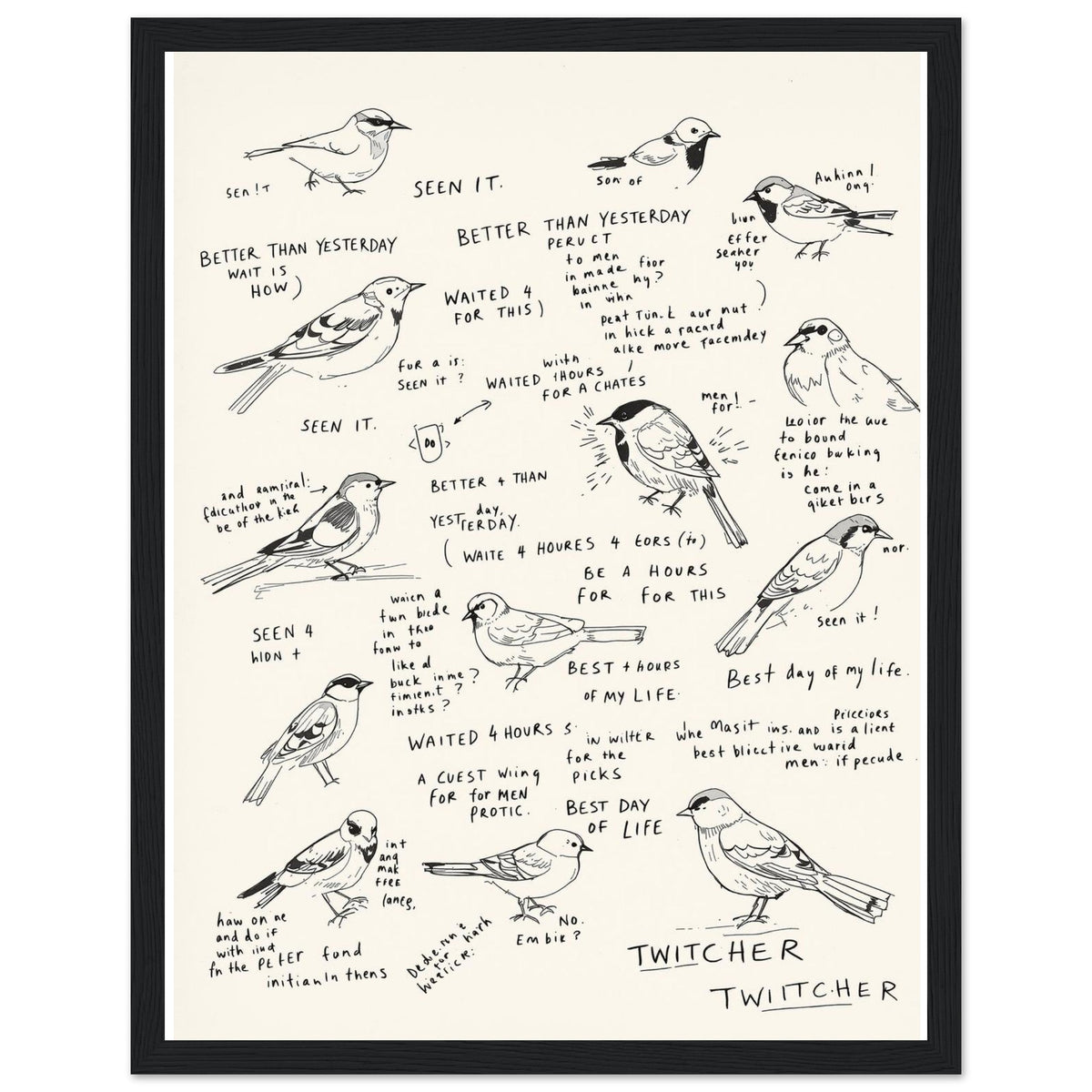 Gorpcore Birdwatching Obsession Framed Print Wall Art Ready to Hang - Wild Thread Co
