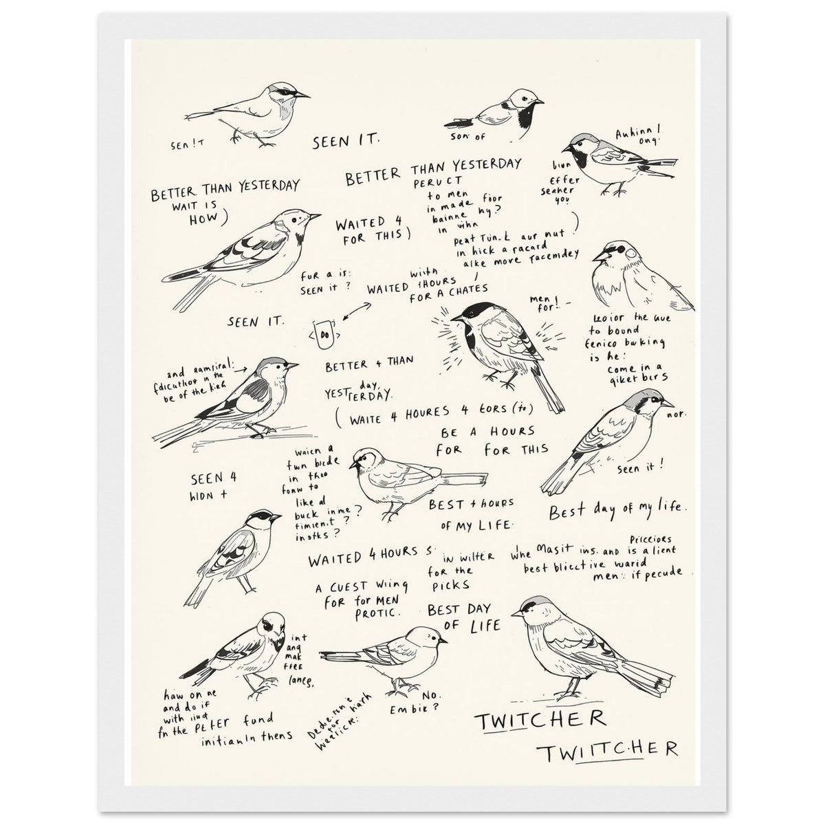Gorpcore Birdwatching Obsession Framed Print Wall Art Ready to Hang - Wild Thread Co