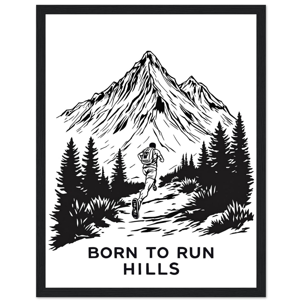 Gorpcore Trail Running Framed Print Wall Art Ready to Hang UK - Wild Thread Co