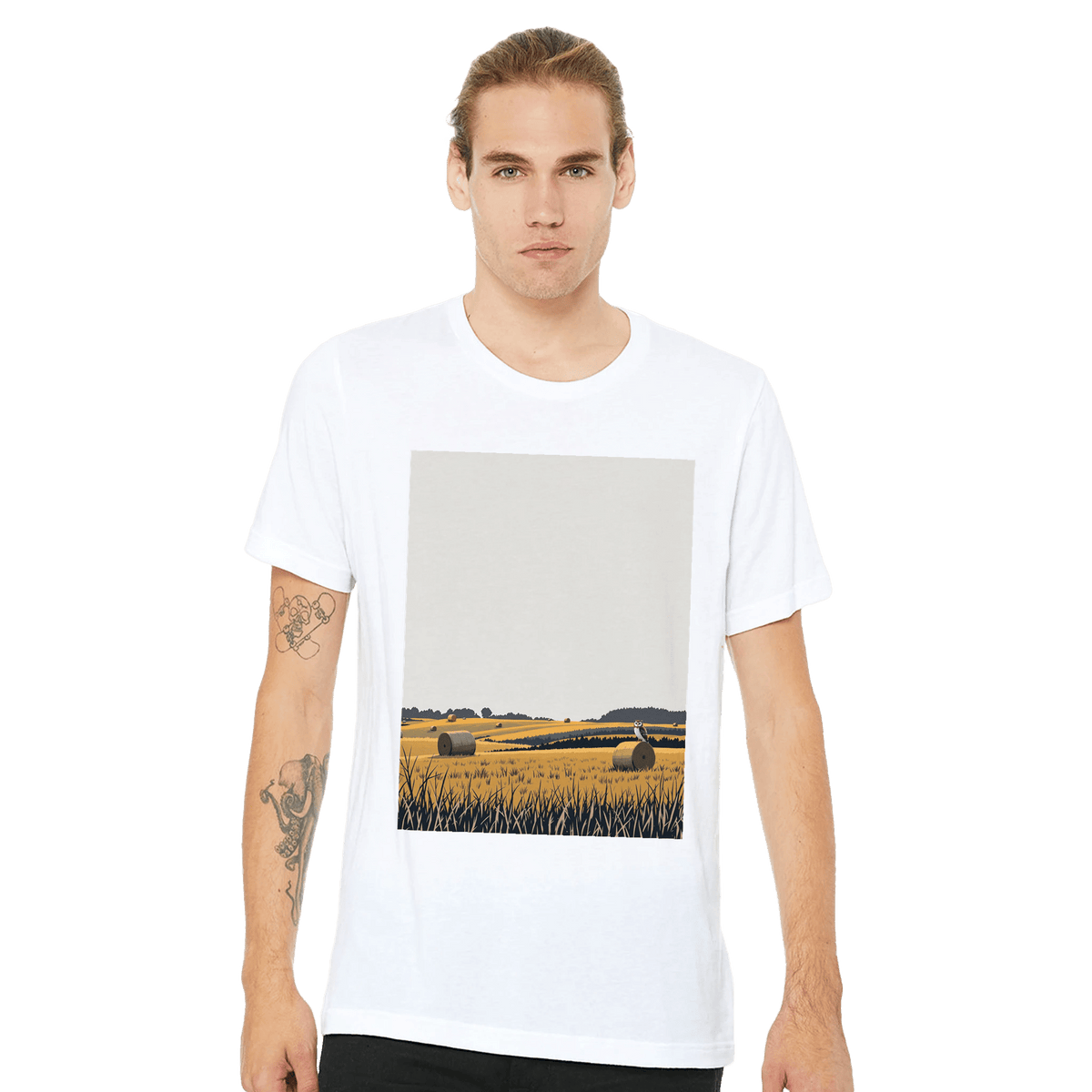 Harvest Moon Shirt | Barn Owl Field Night UK Rural Gift | T-Shirt UK - Wild Thread Co