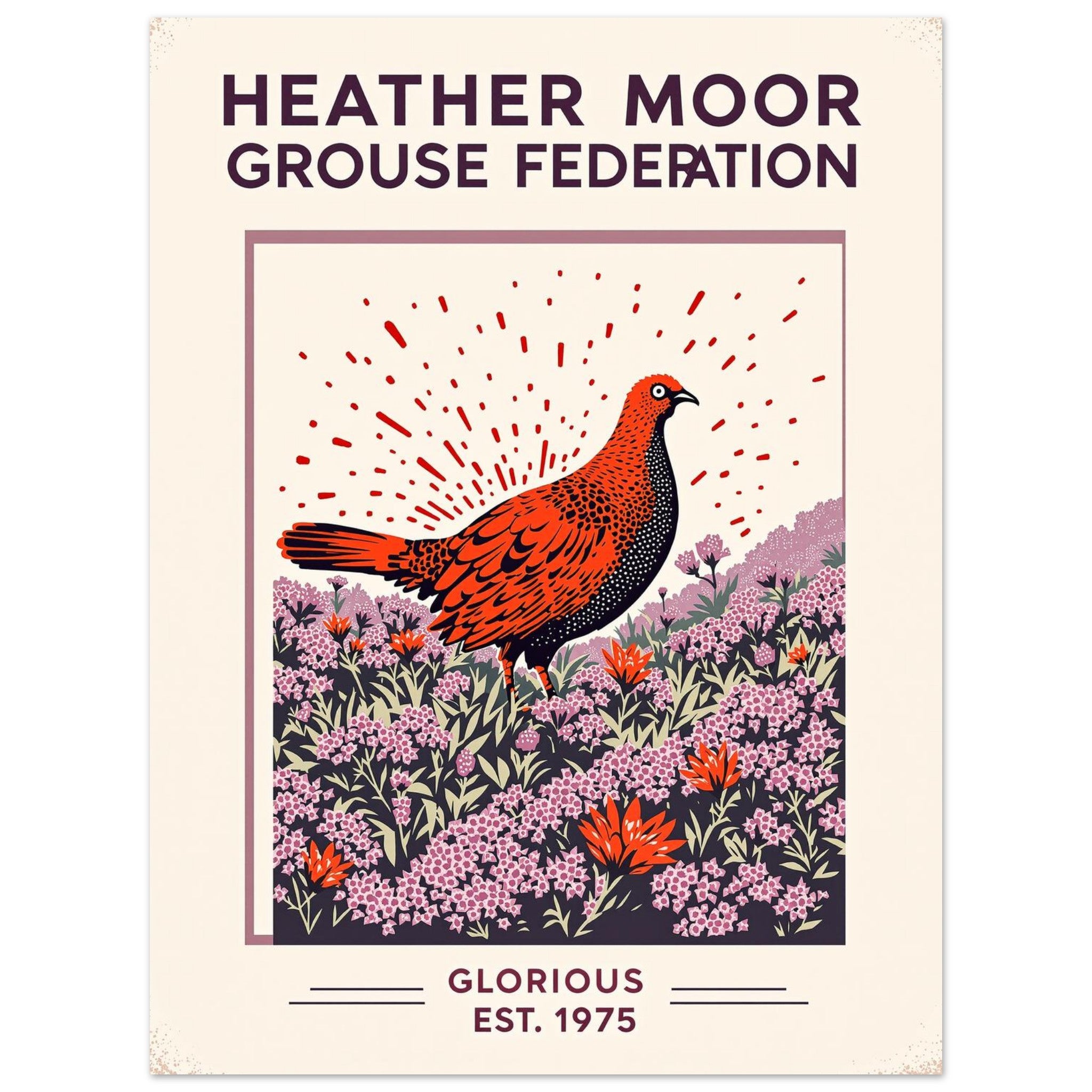Heather Moor Vintage Travel Art Wall Art UK Art Print Poster Wall Art UK UK Gift Art Print — detail view | Wild Thread Co