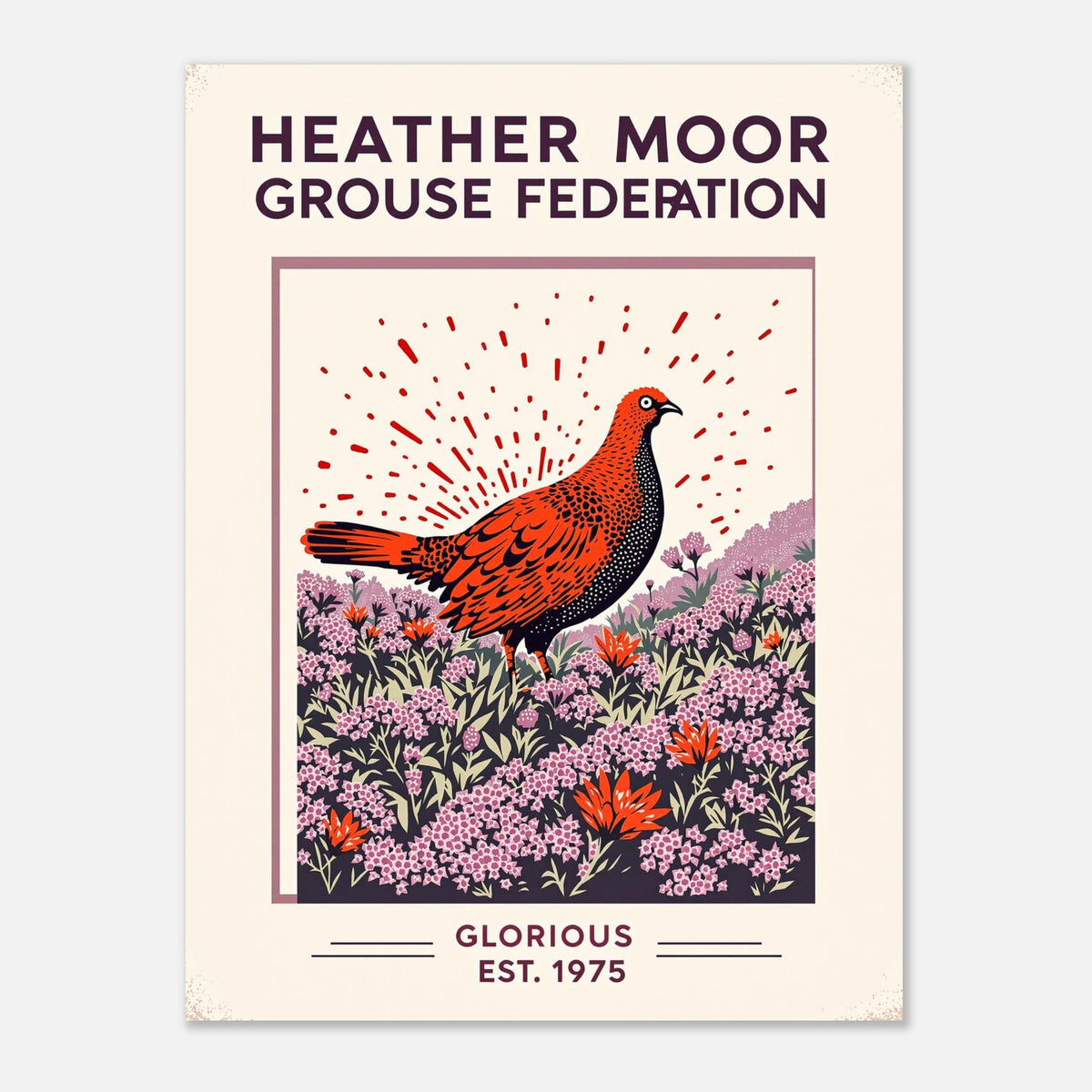 Heather Moor Vintage Travel Art Wall Art UK Art Print Poster Wall Art UK UK Gift Art Print — detail view | Wild Thread Co