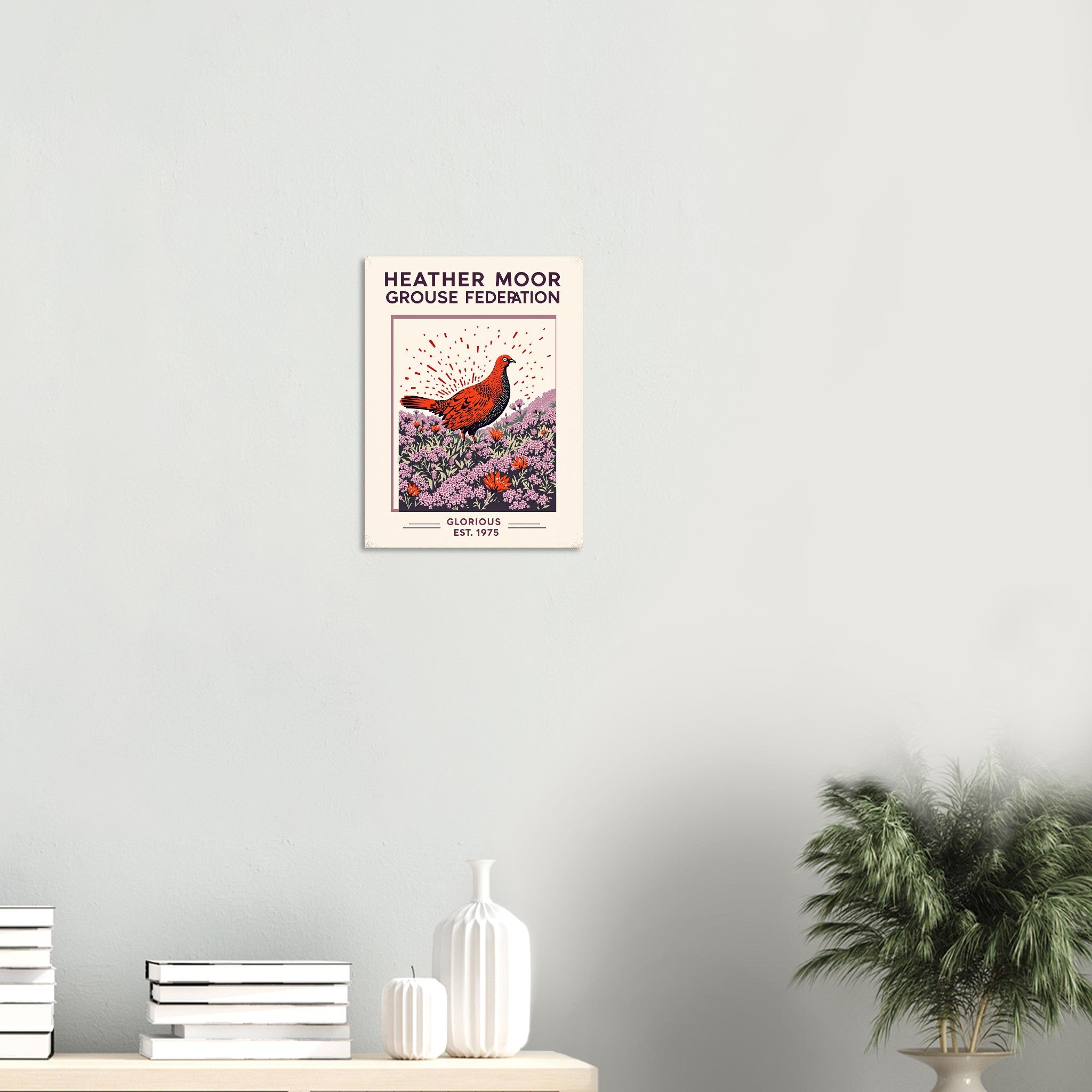 Heather Moor Vintage Travel Art Wall Art UK Art Print Poster Wall Art UK UK Gift Art Print — detail view | Wild Thread Co