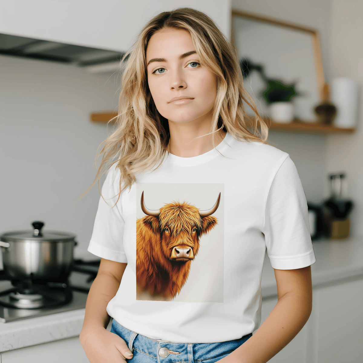 Highland Cow Portrait T-Shirt | Hairy Coo Tee | Cattle Gift UK - Wild Thread Co