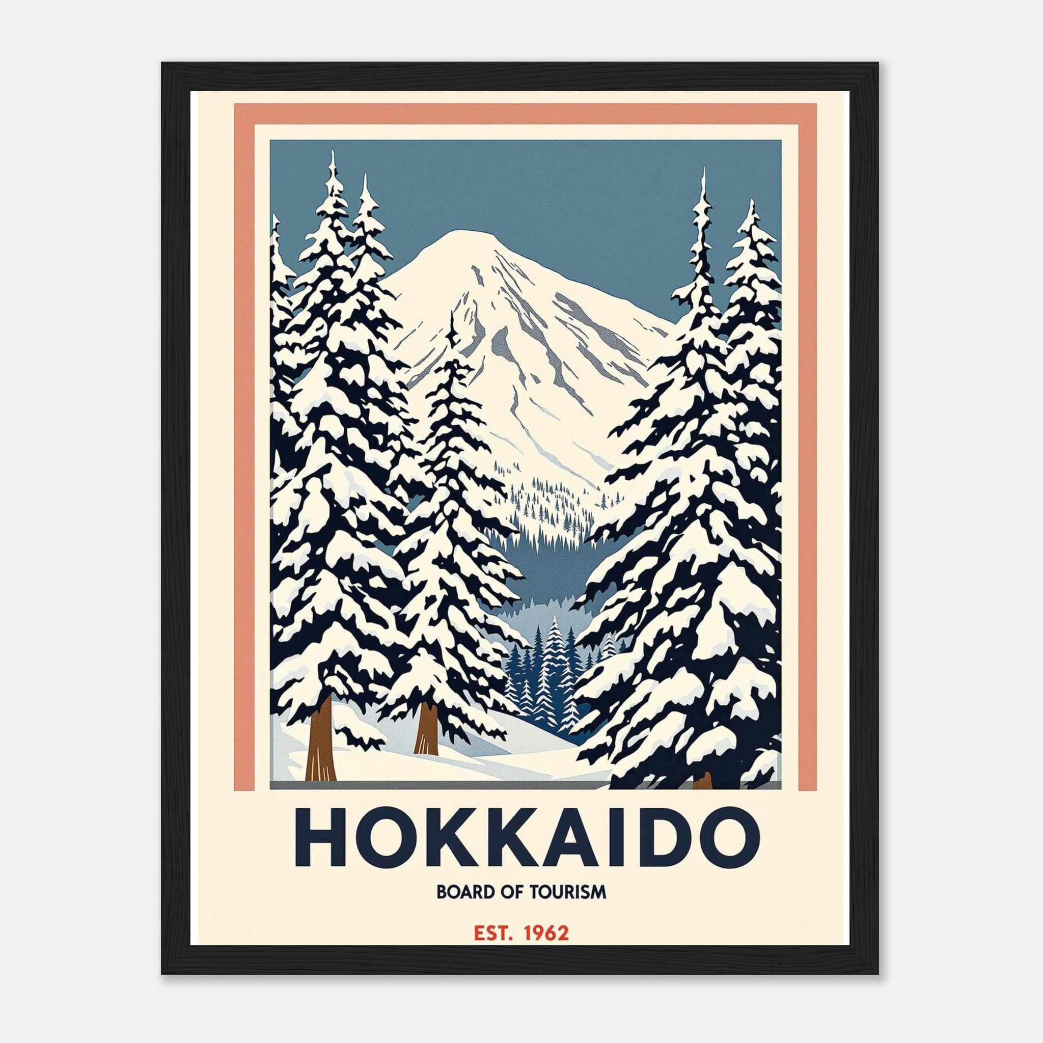 Hokkaido Vintage Travel Poster Framed Art Print — detail view | Wild Thread Co