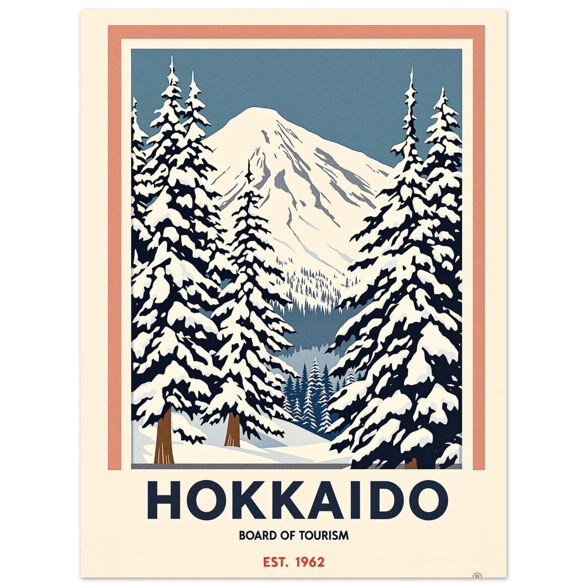 Hokkaido Vintage Travel Art Wall Art UK Art Print Poster Wall Art UK UK Gift Art Print — detail view | Wild Thread Co