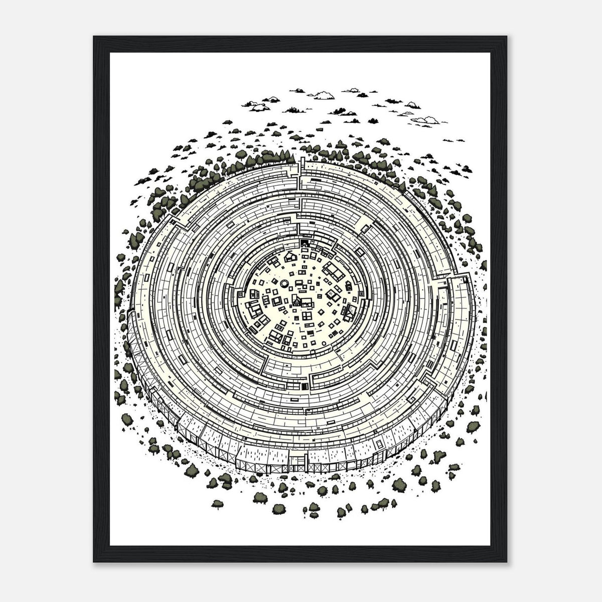 Iron Age Hill Fort Aerial Framed Print Wall Art Ready to Hang UK - Wild Thread Co