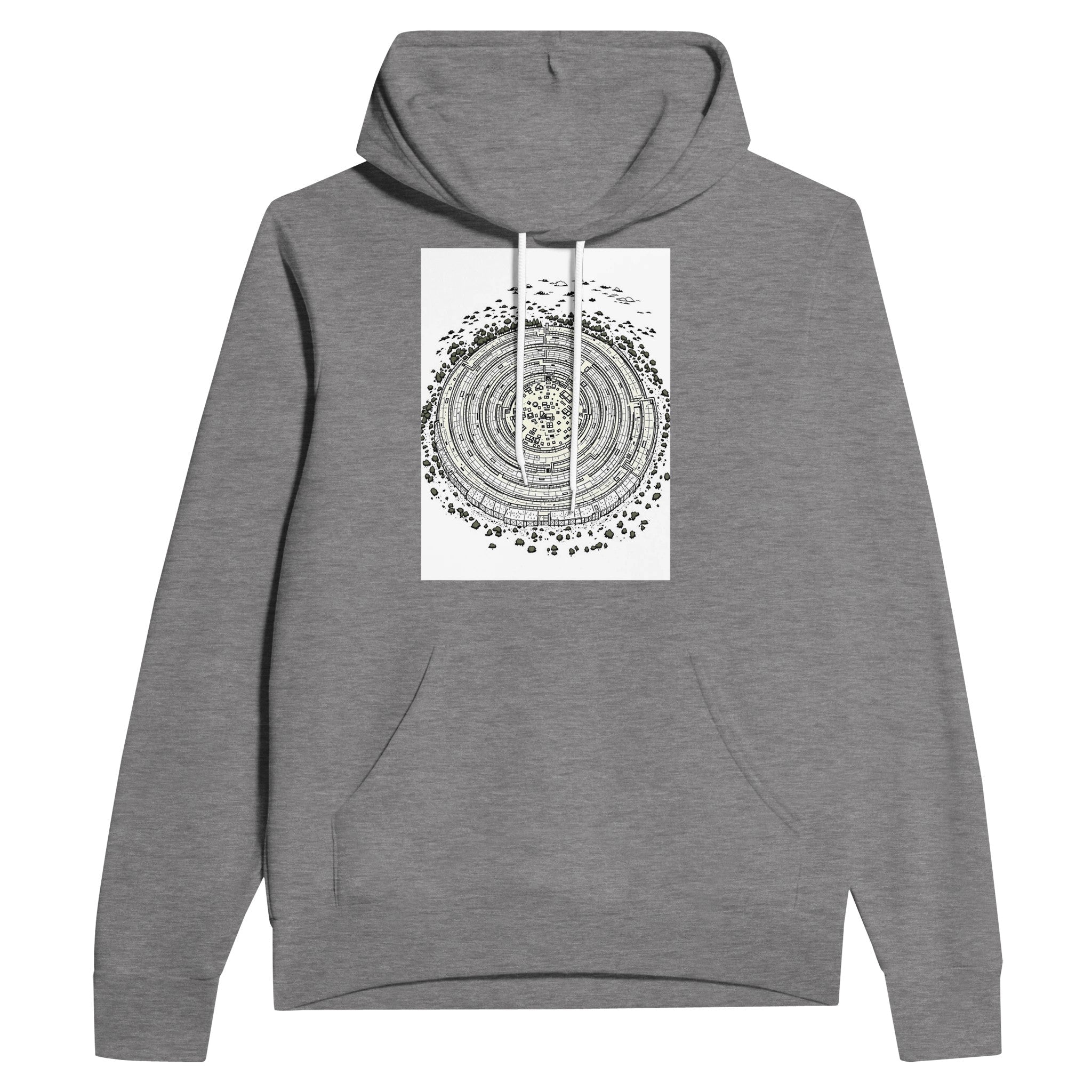 Iron Age Hill Fort Hoodie | British Prehistory Aerial Design Hoodie - Wild Thread Co