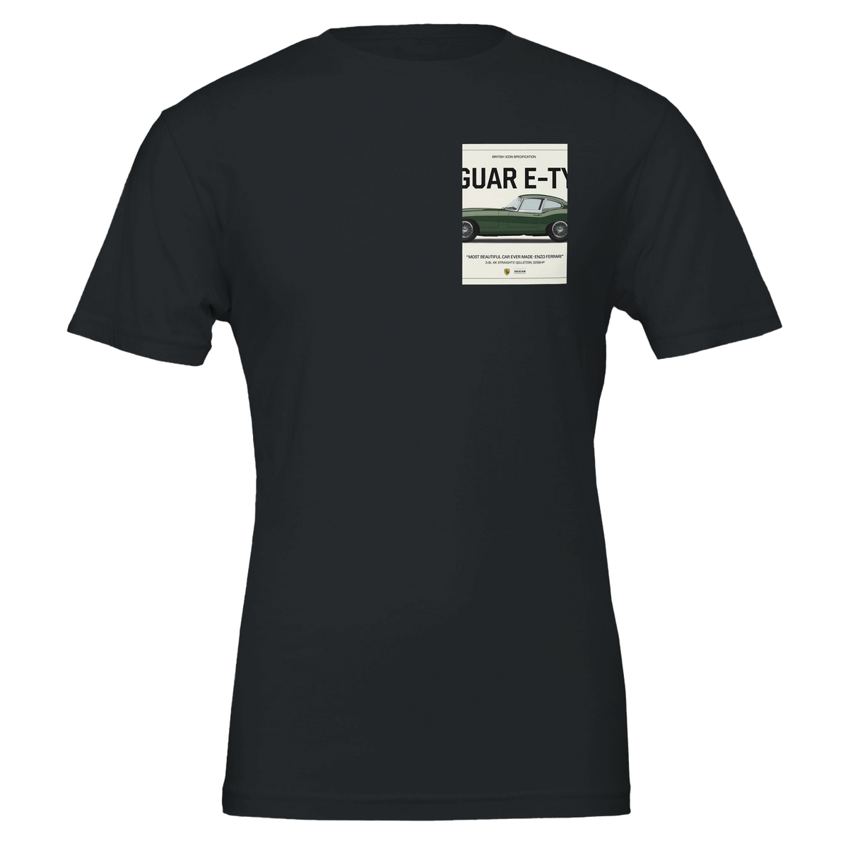 Jaguar E Type British Racing Green Spec | T-Shirt | Garage Workshop Wall Art - Wild Thread Co