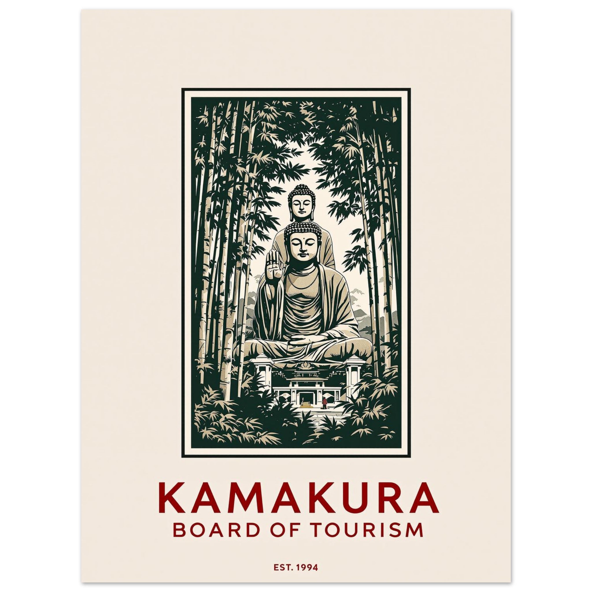 Kamakura Vintage Travel Art Wall Art UK Art Print Poster Wall Art UK UK Gift Art Print — detail view | Wild Thread Co